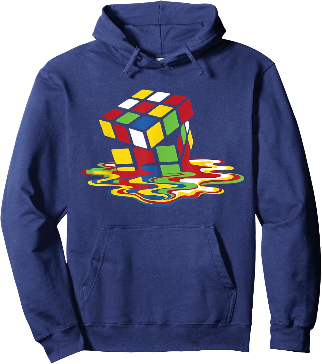 Melting Cube Funny Retro Gaming Rubik Puzzle Nerd Geek Gift Hoodie - Hoodie | Navy