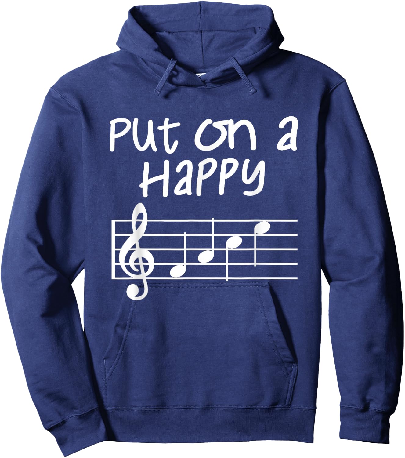 Musical Notes Put On A Happy Face Cute Music Loving Kids Hoodie - Hoodie | Navy