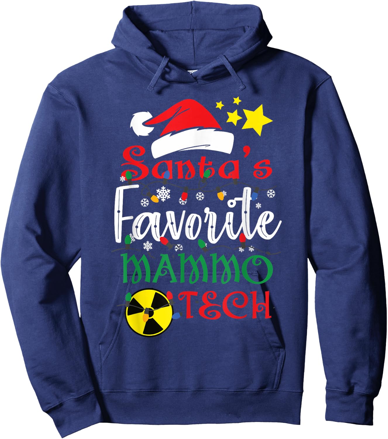 Santa's Favorite Mammo Tech, Mammography Christmas Gift Hoodie - Hoodie | Navy
