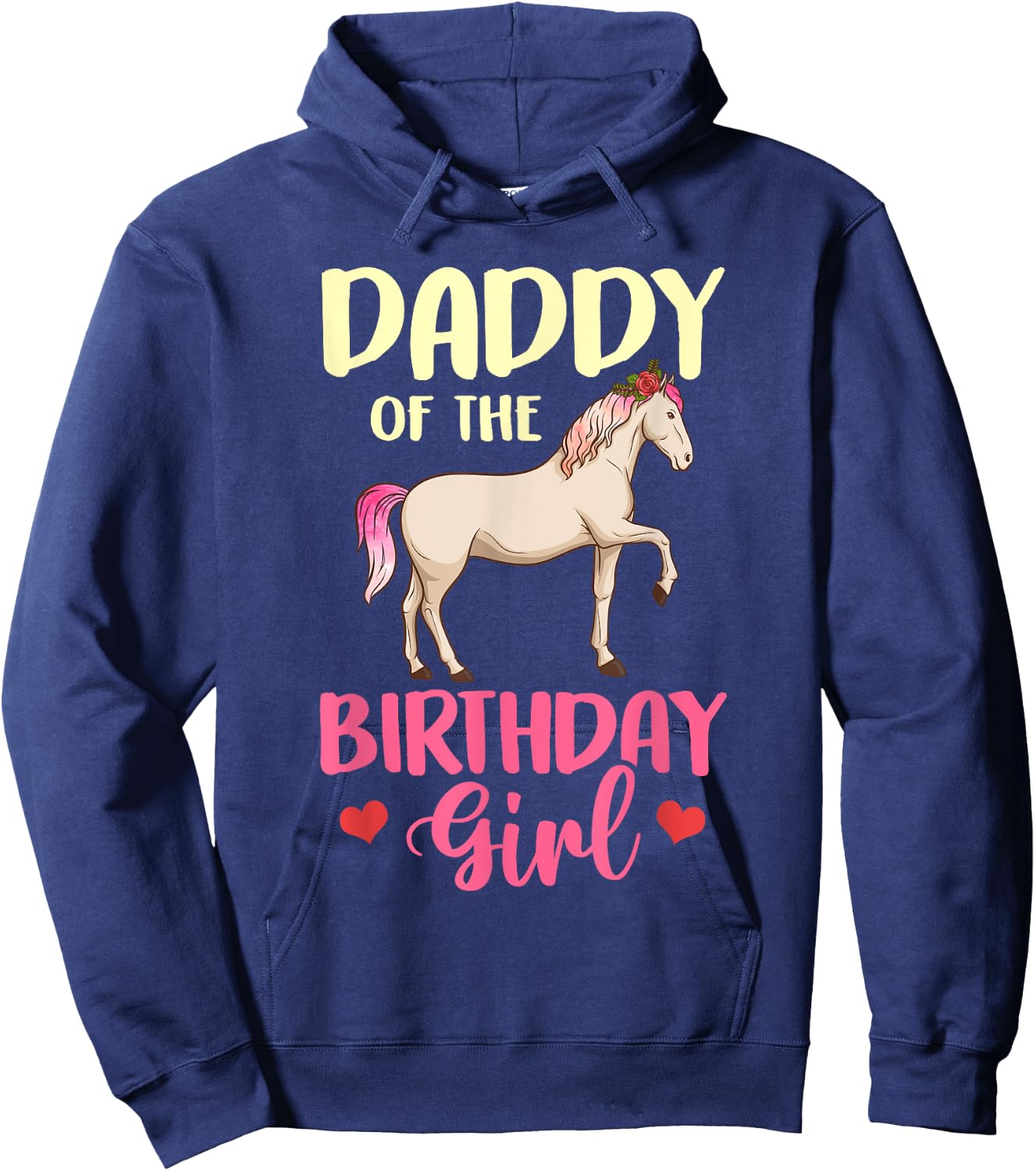Daddy of the Birthday Girl Horse Equestrian Party Family Hoodie - Hoodie | Navy