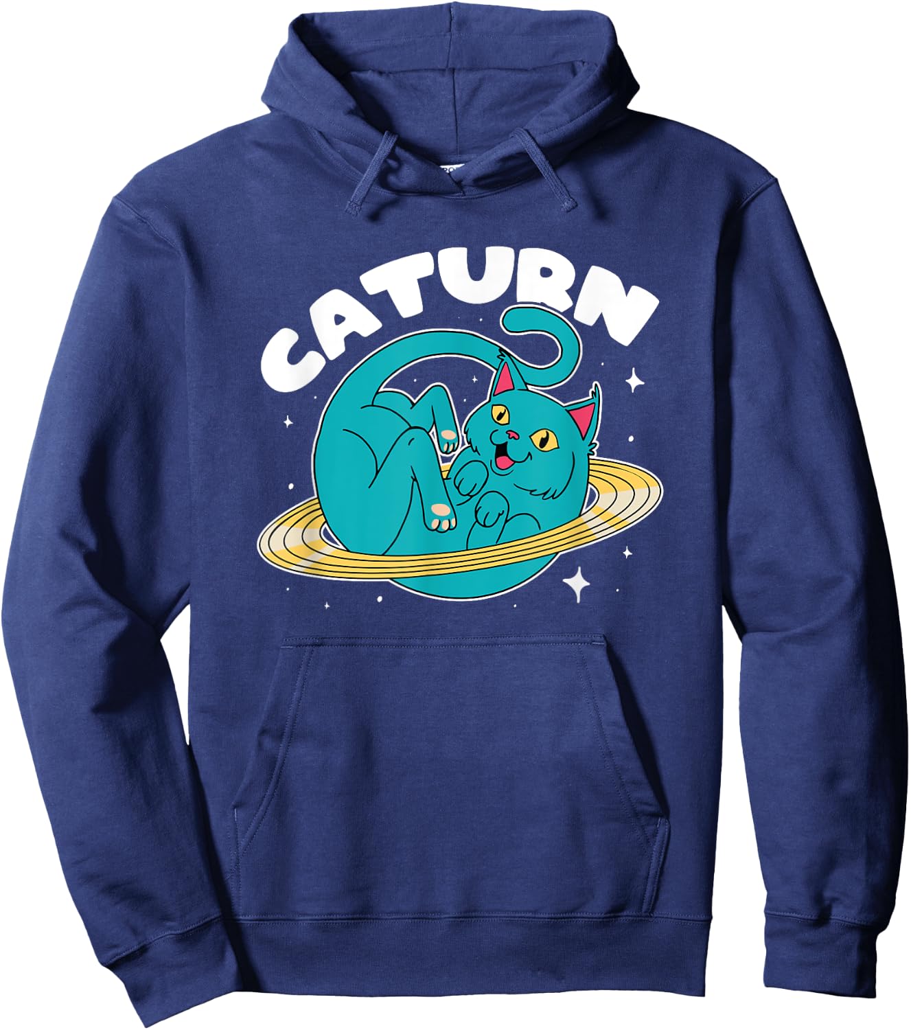 Astronaut Cat Planet Saturn Caturn Astronomy Lover Cat Puns Men Women Girls Kids Hoodie - Hoodie | Navy