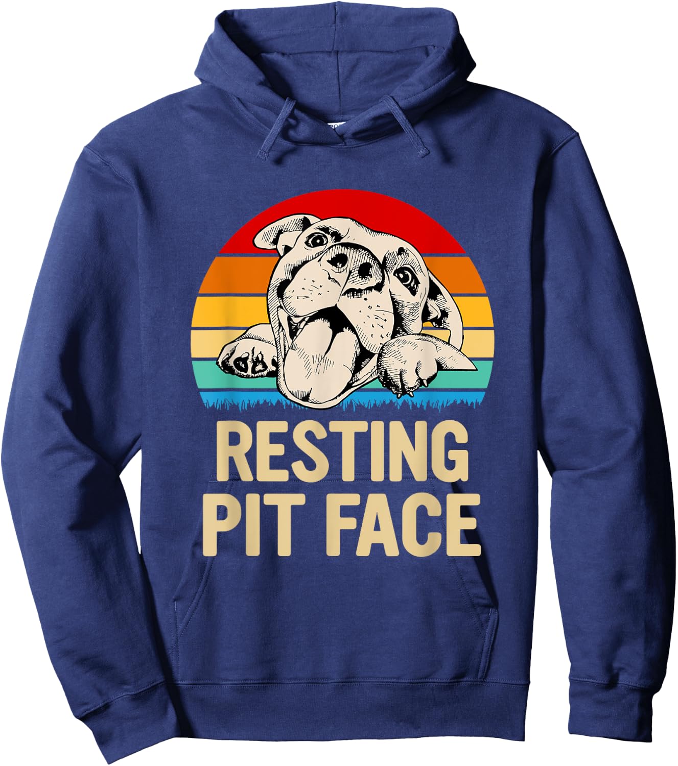 Resting Pit Face Gift Pitbull Lovers and Pittie Owners Hoodie - Hoodie | Navy