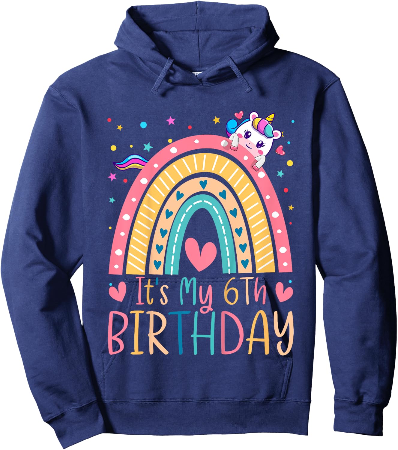 6th Birthday Girl Outfit Idea 6 Year Old Girls Birthday Hoodie - Hoodie | Navy