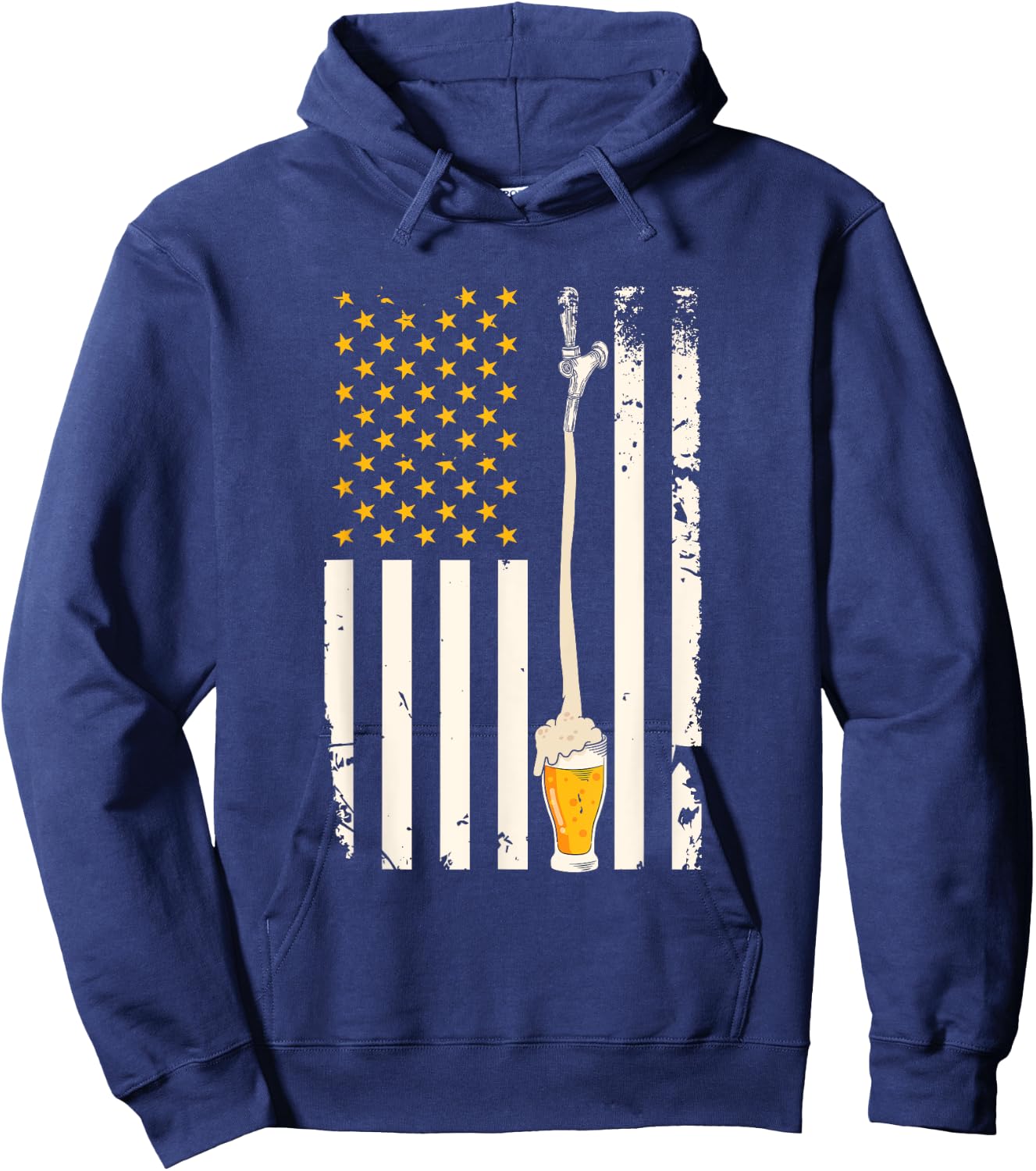 Patriotic American Brewer US Flag Craft Beer Women Men Hoodie - Hoodie | Navy