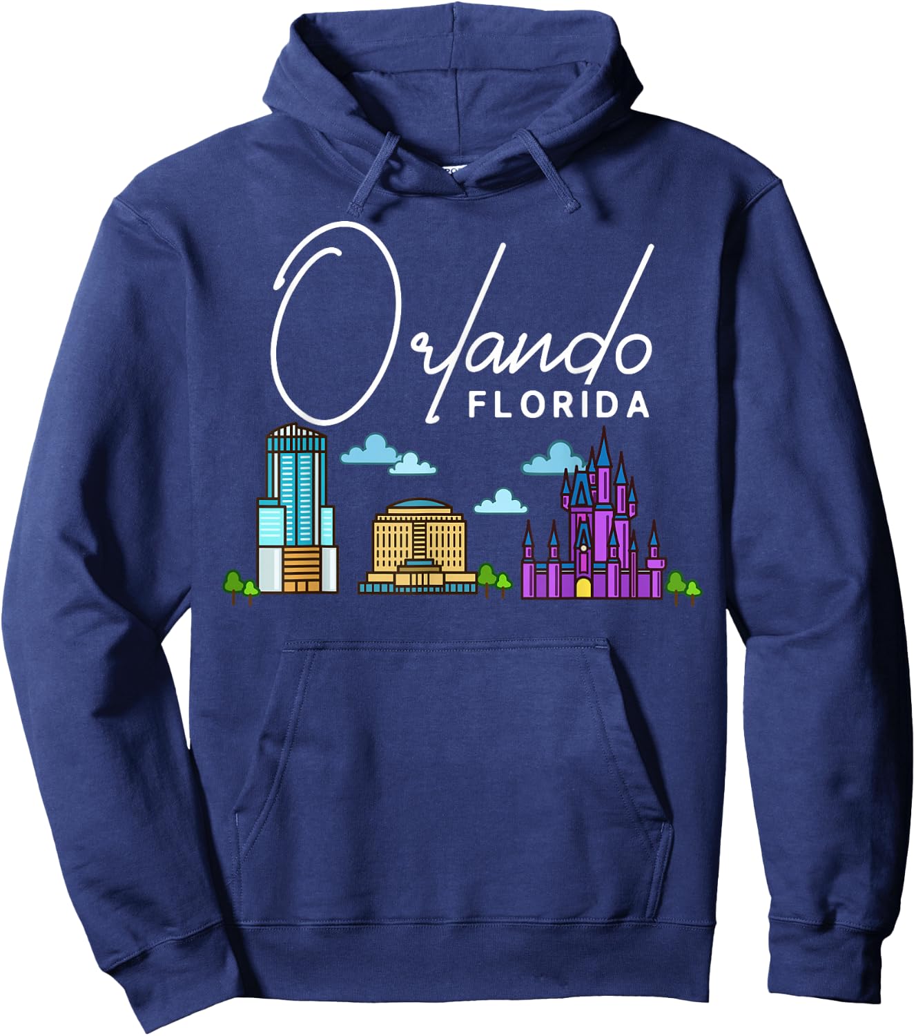 Orlando Florida City Skyline Map Travel Hoodie - Hoodie | Navy