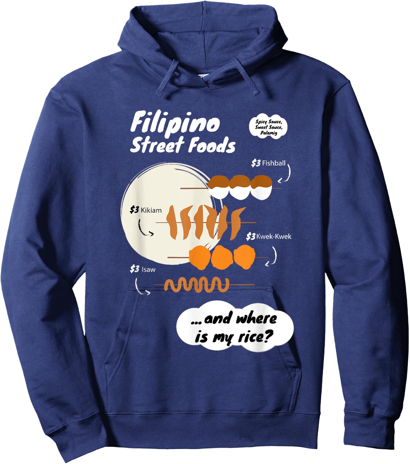 Funny Filipina Filipino Food Menu Rice Philippines Hoodie - Hoodie | Navy