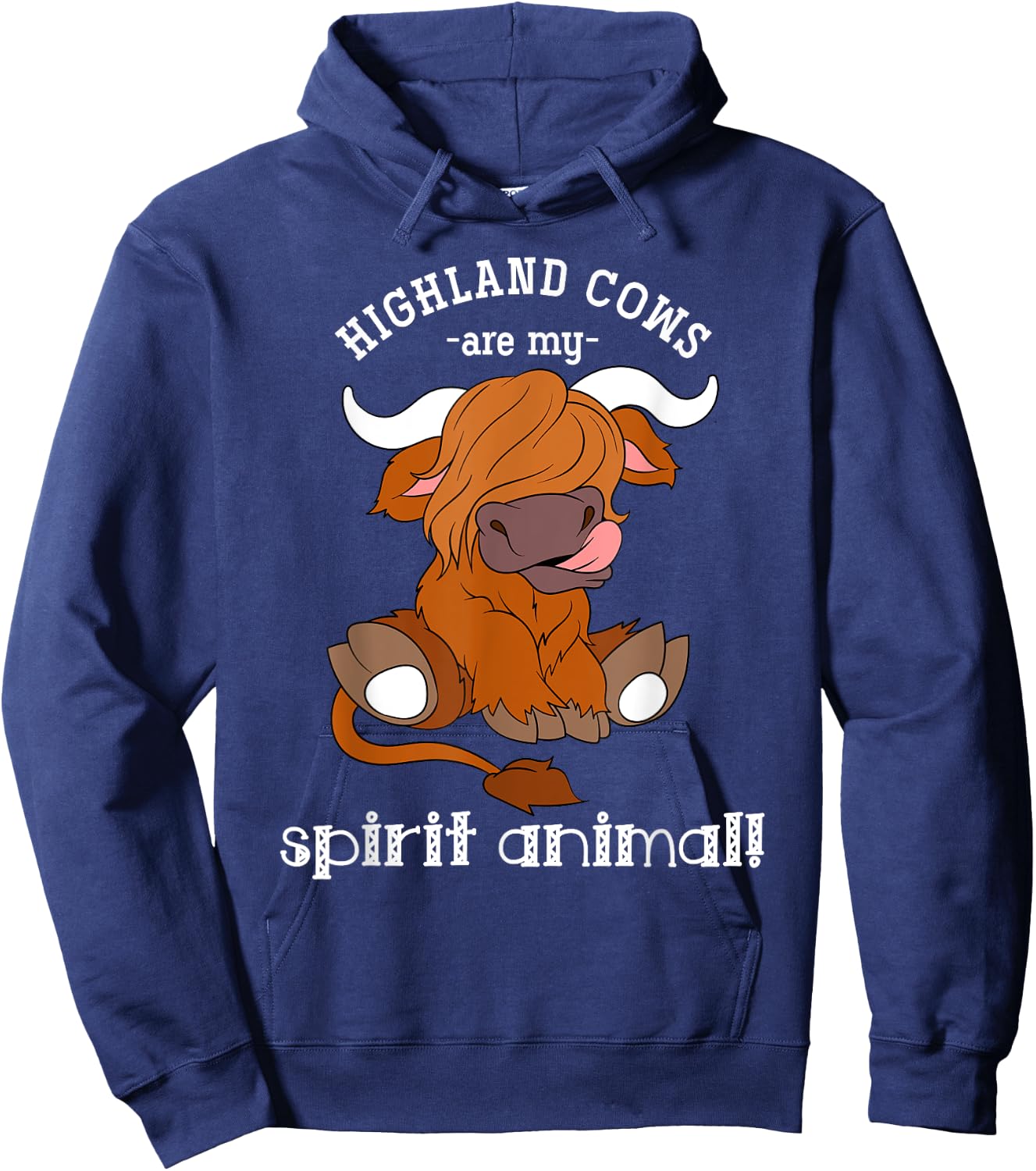 Highland Cows Are My Spirit Animal Scottish Highland Cow Hoodie - Hoodie | Navy