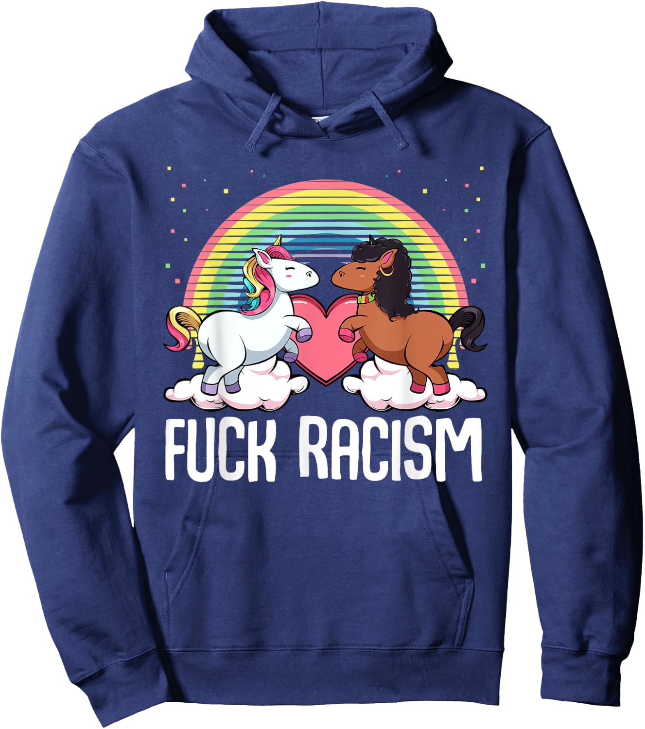 Fuck Racism Unicorn Support Anti Racism Civil Rights Hoodie - Hoodie | Navy