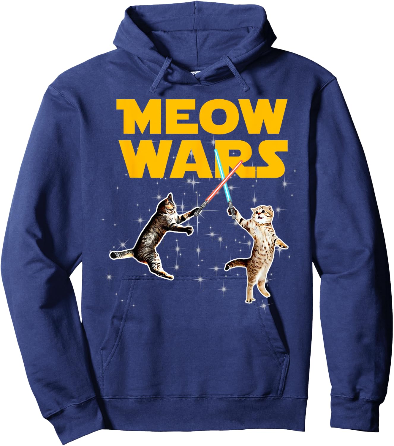 Meow Wars Funny Graphic For Cat Lovers Men Women Girls Kids Hoodie - Hoodie | Navy