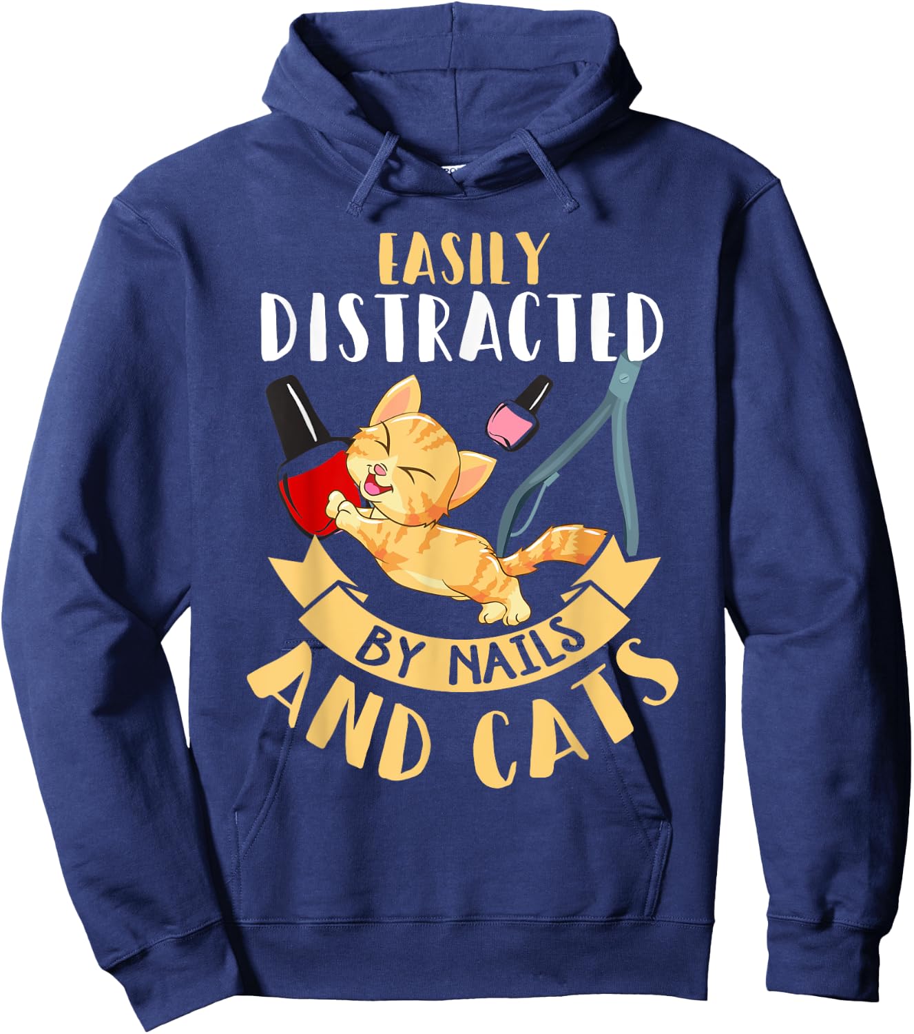 Nail Tech Shirt Funny Cat Lover Humor Nail Technician Gift Hoodie - Hoodie | Navy