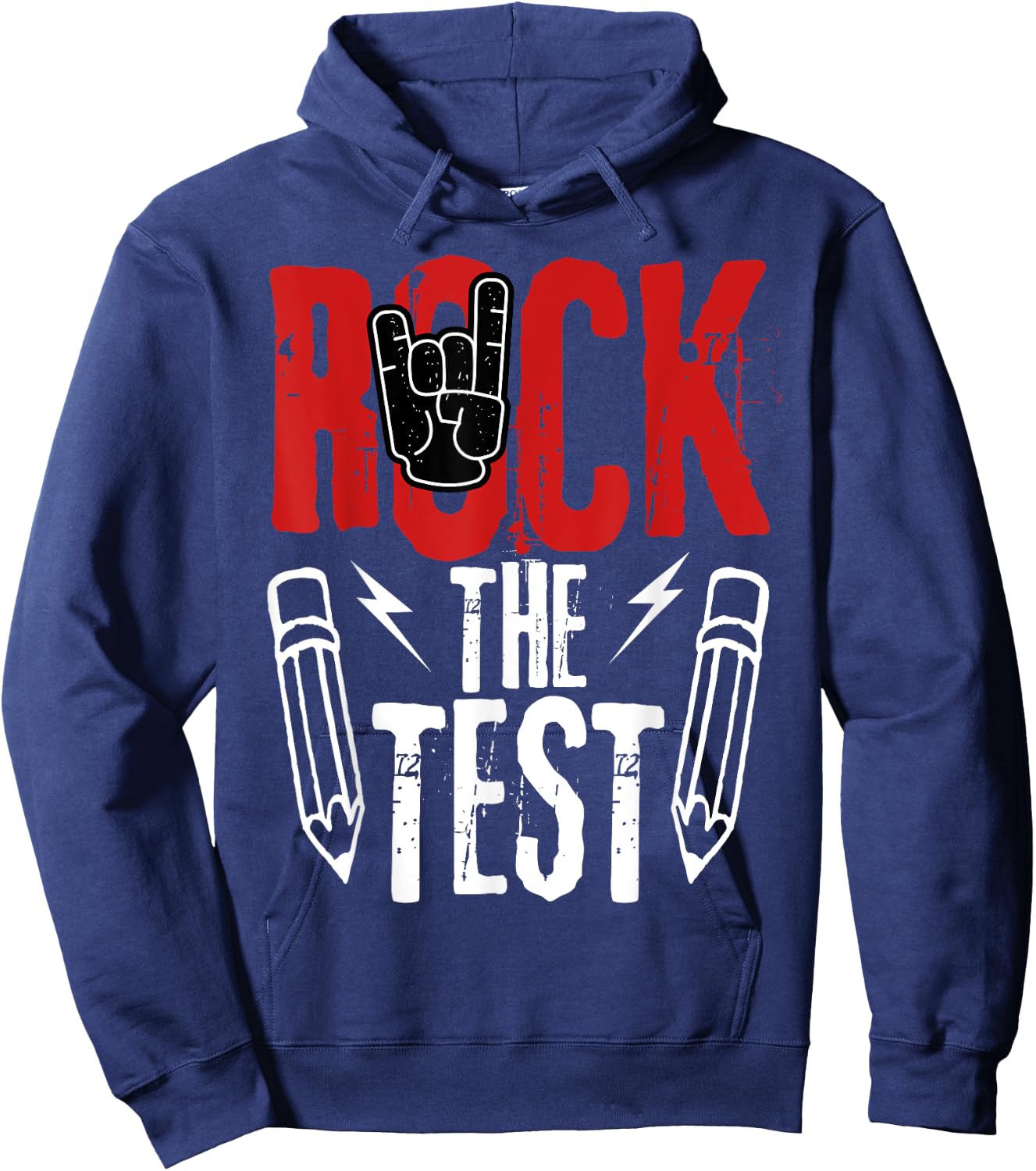 Test Day Rock The Funny Metal Teacher Student Testing Exam Hoodie - Hoodie | Navy