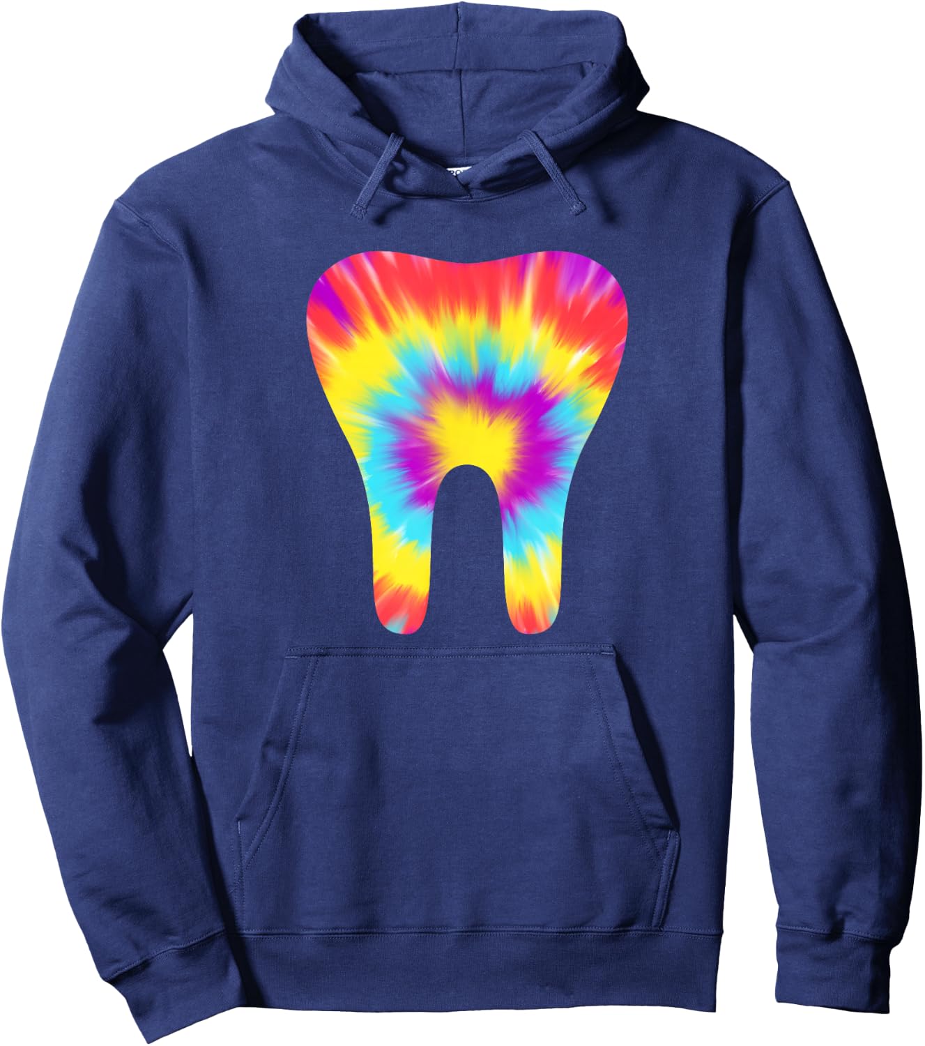 Tie Dye Tooth 60s Dentist Dental Hygiene Assistant Funny Hoodie - Hoodie | Navy