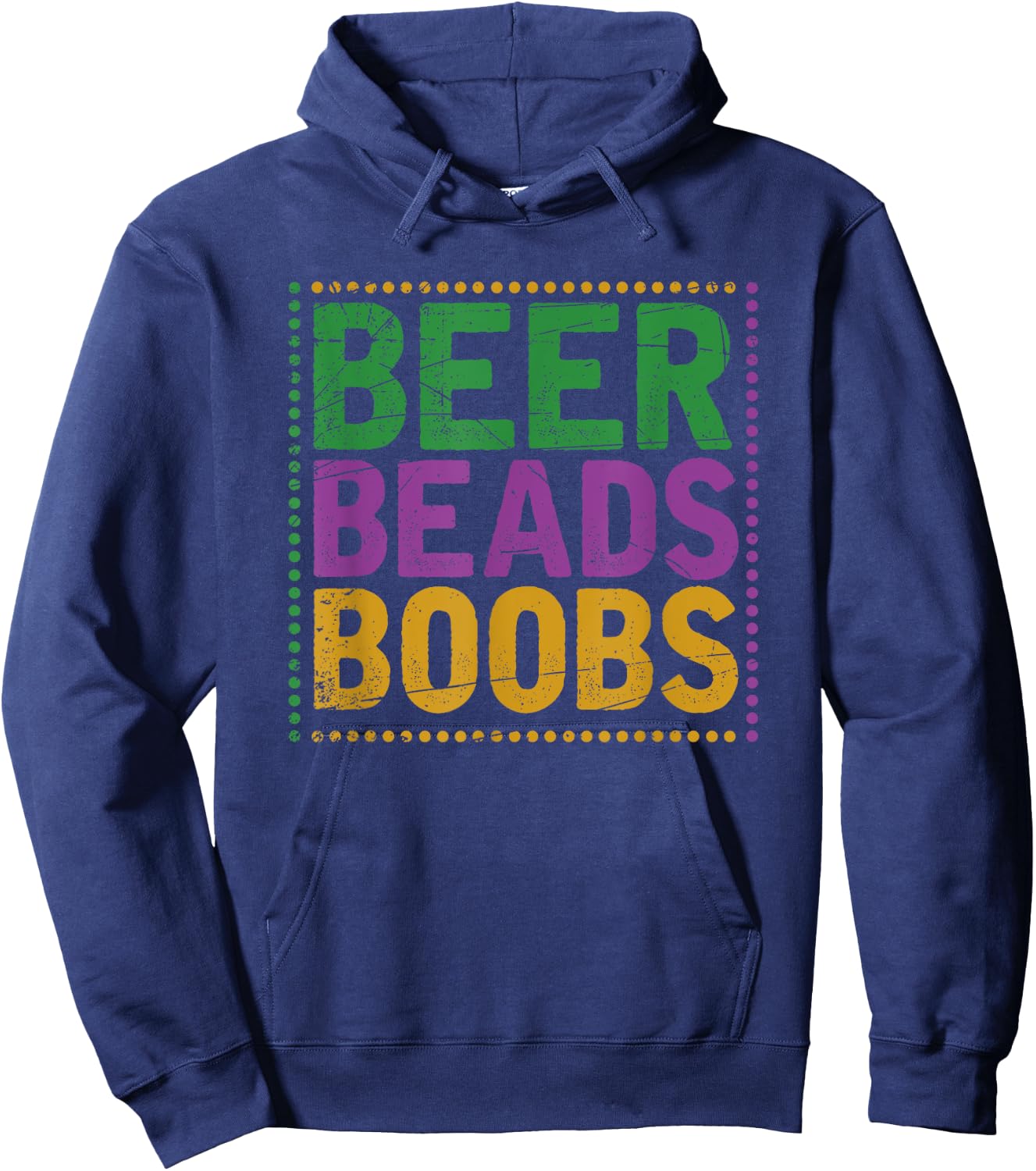 Beer Beads Boobs Funny Masquerade Mardi Gras Hoodie - Hoodie | Navy