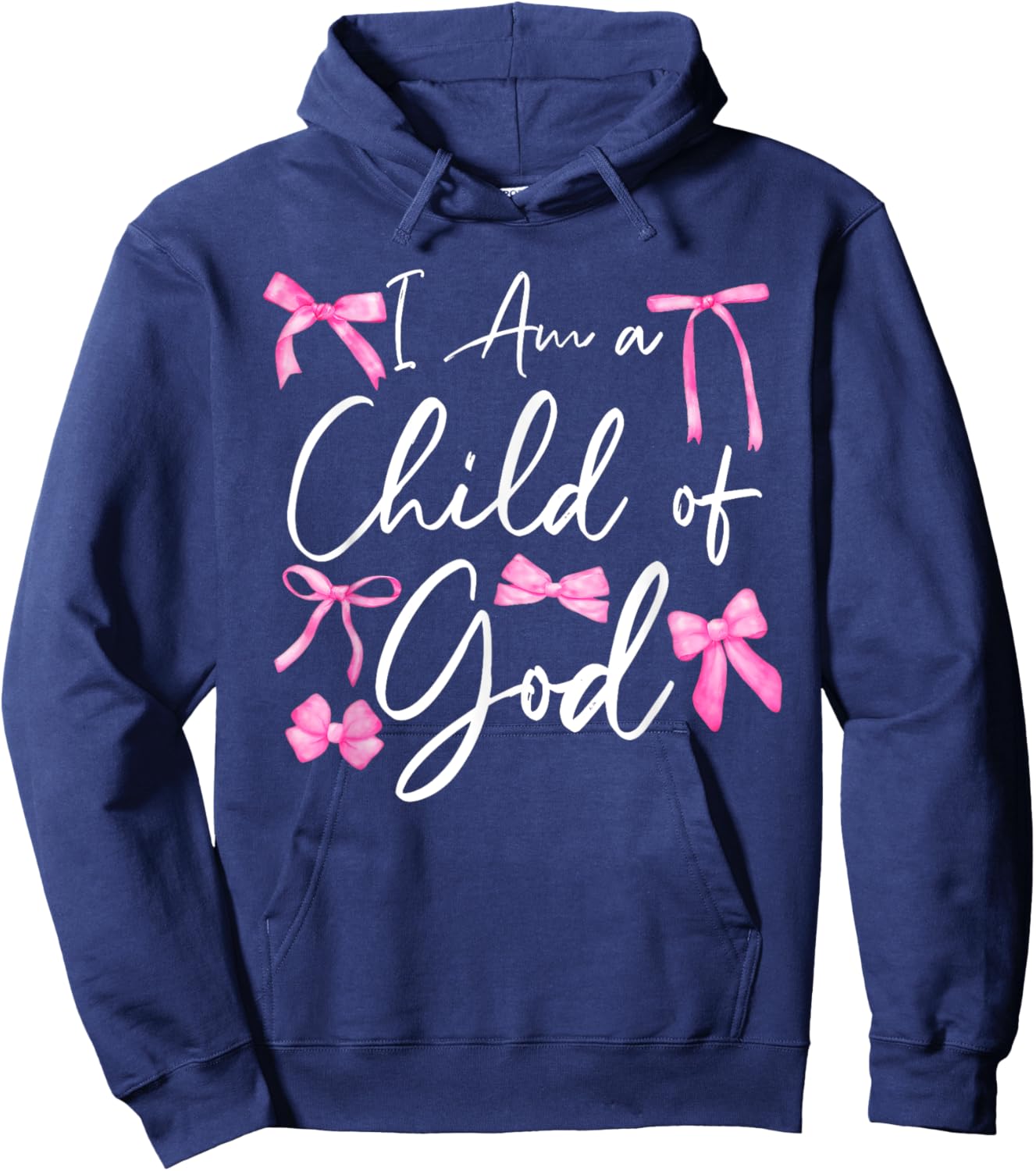 Cute Coquette Bow Christian Bible I Am a Child of God Hoodie - Hoodie | Navy