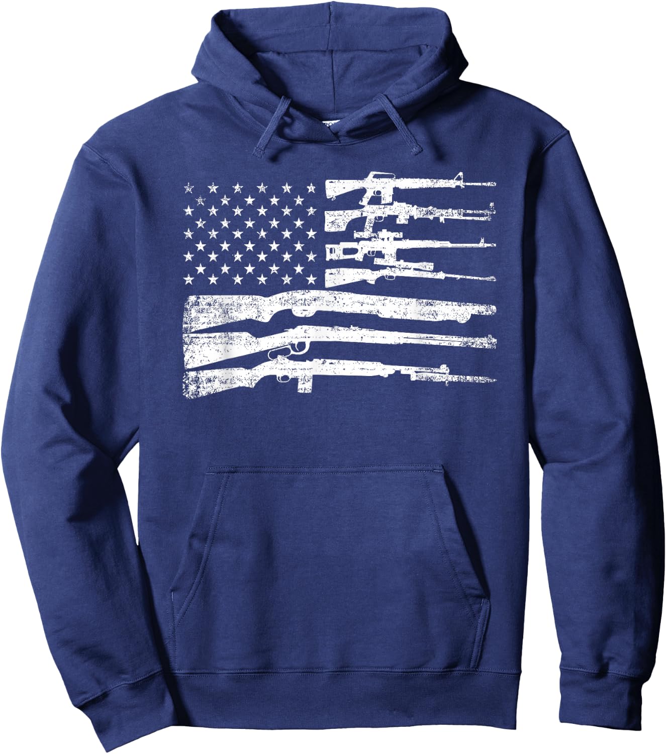 American Flag Guns Vintage 2nd Amendment Pro Gun Hoodie - Hoodie | Navy