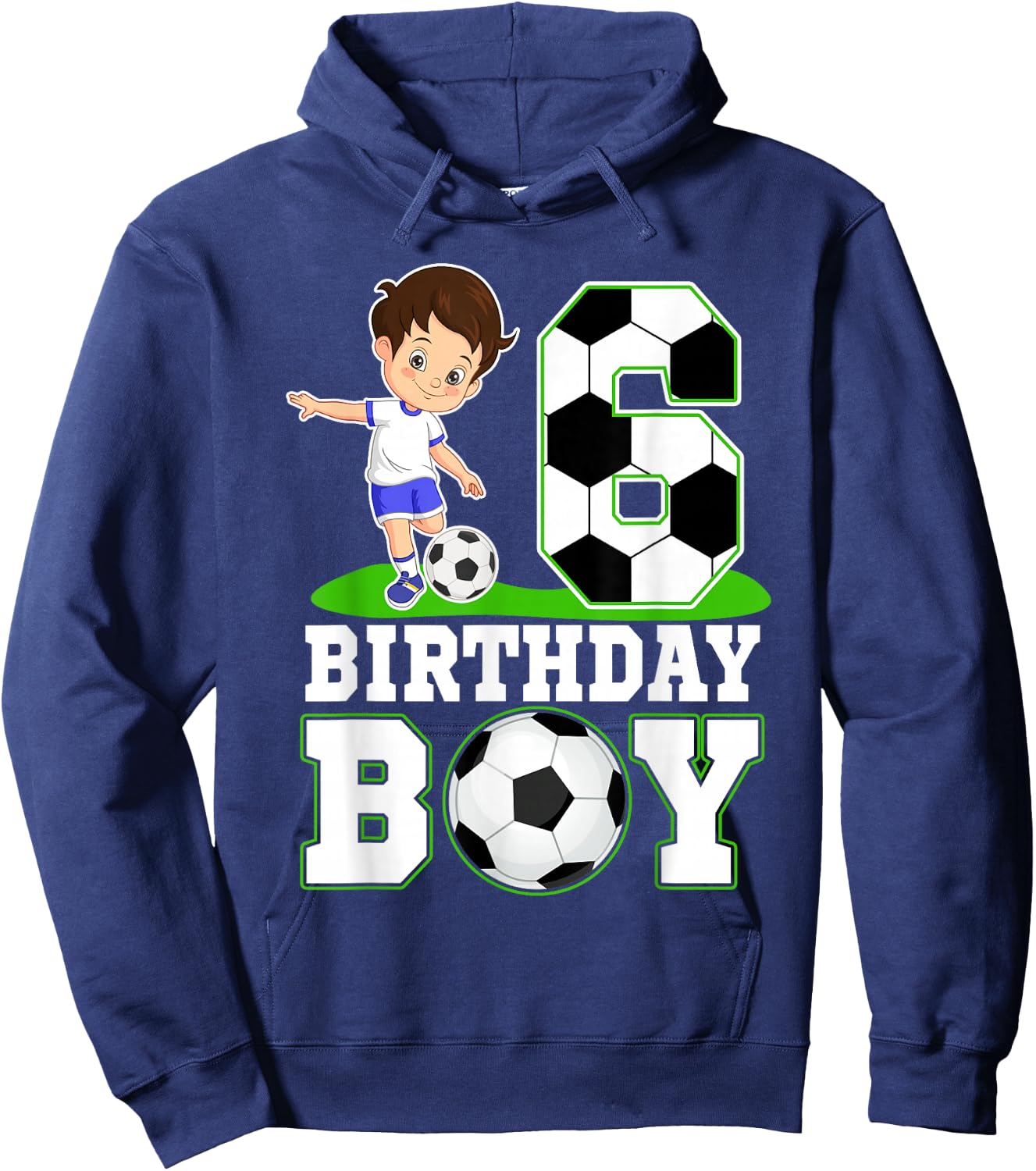 6 Year Old Birthday Soccer 6th Birthday Boy Hoodie - Hoodie | Navy