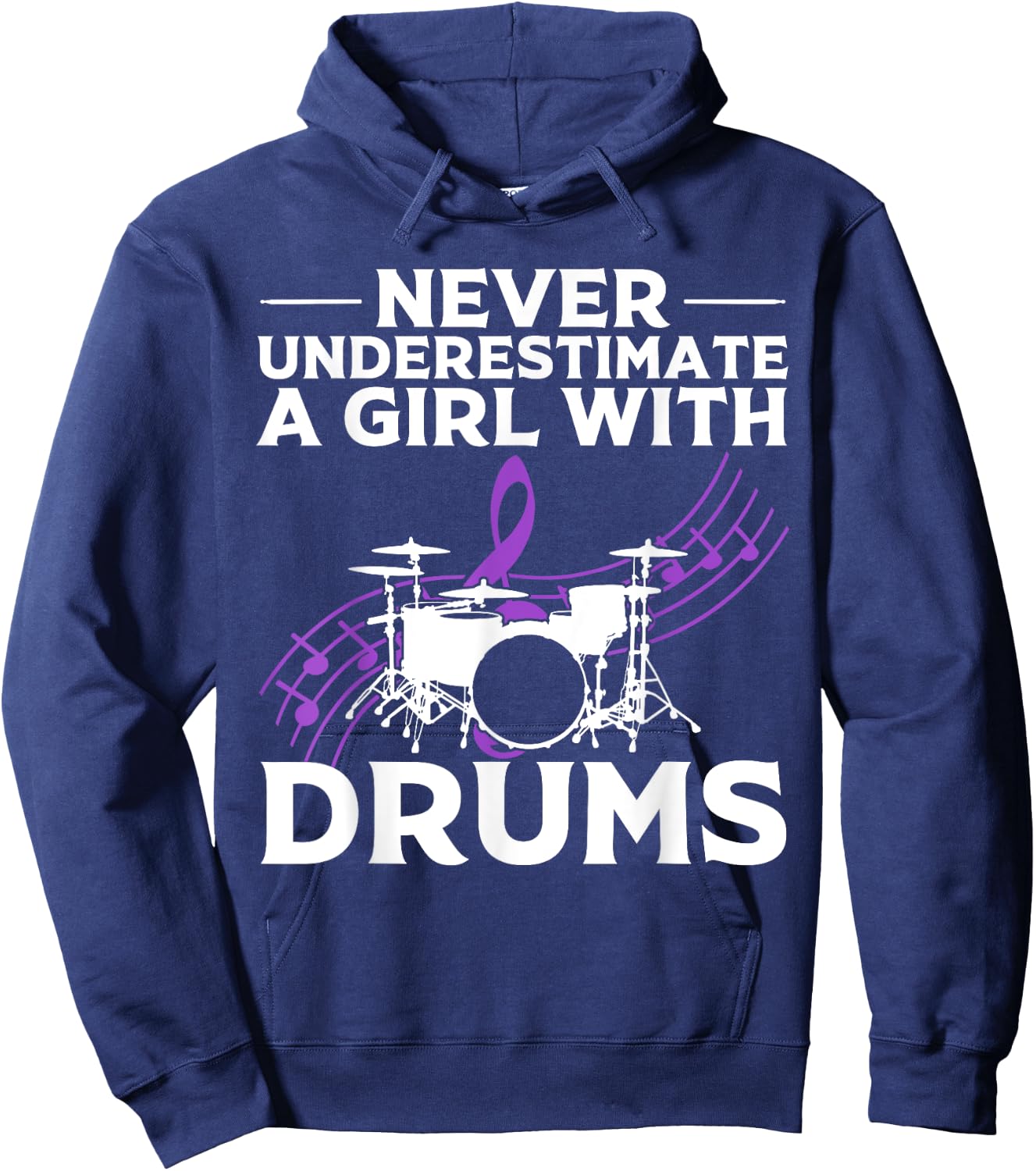 Funny Girl Drummer Gift Cool Rock And Roll Lady Hoodie - Hoodie | Navy