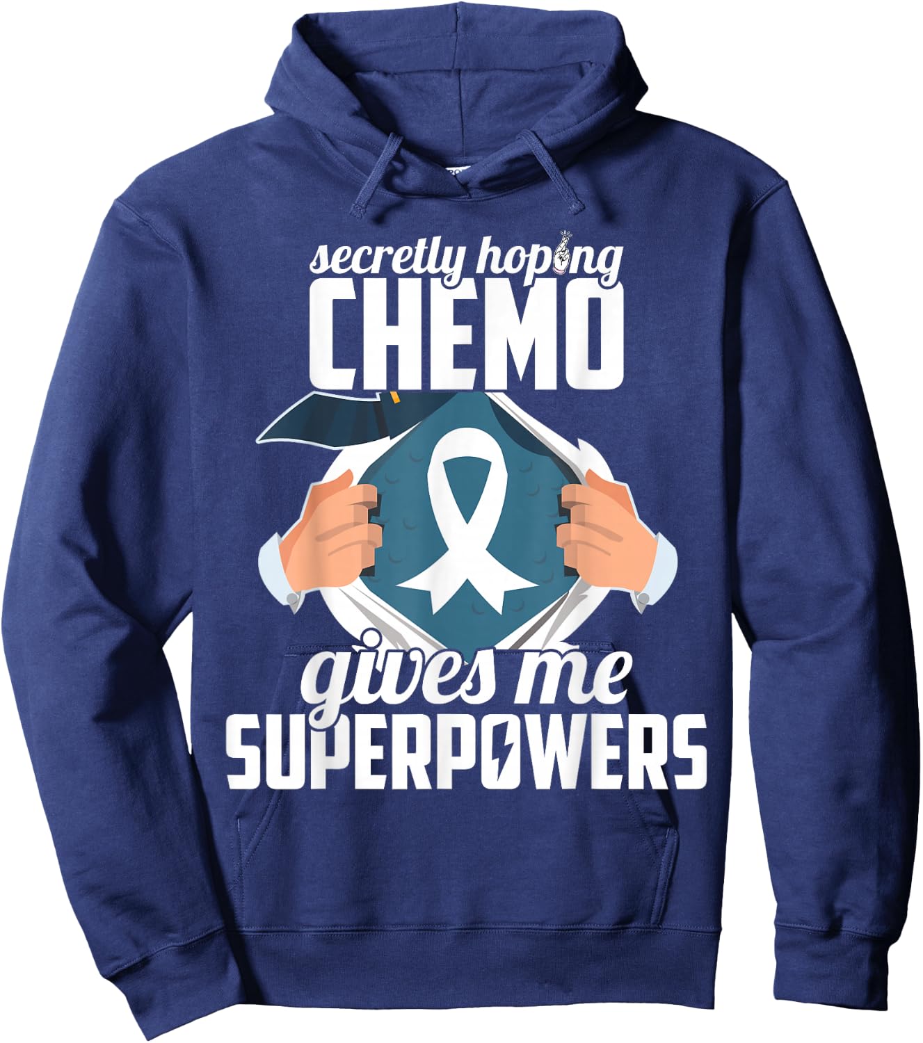 Secretly hoping chemo gives me superpowers Cancer Halloween Hoodie - Hoodie | Navy