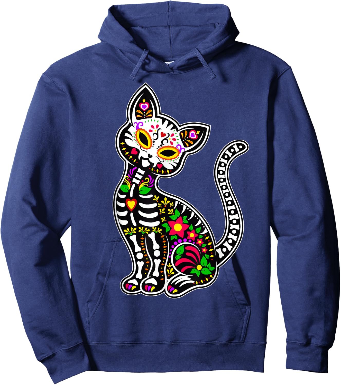Sugar Skull Cat | Cute Dia De Los Muertos Funny Mexican Gift Women Kids Hoodie - Hoodie | Navy