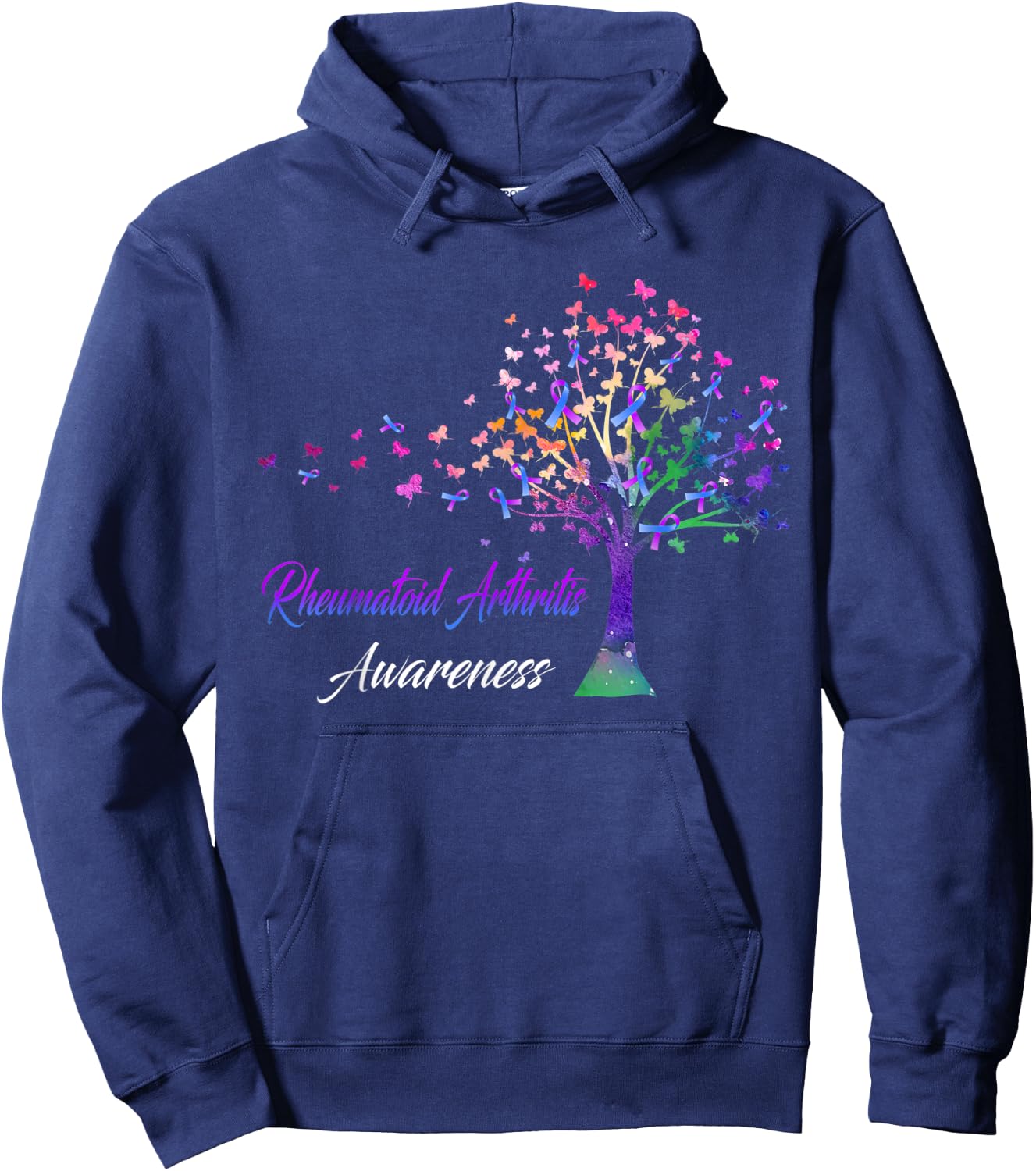 Tree Ribbon Rheumatoid Arthritis Awareness Hoodie - Hoodie | Navy