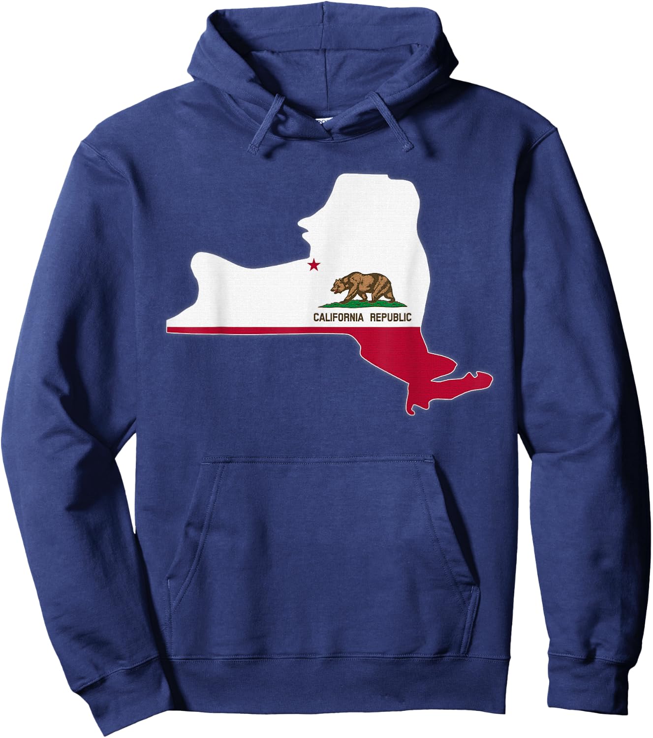 NEW YORK STATE MAP CALIFORNIA CA Flag Roots Men Women Gift Hoodie - Hoodie | Navy