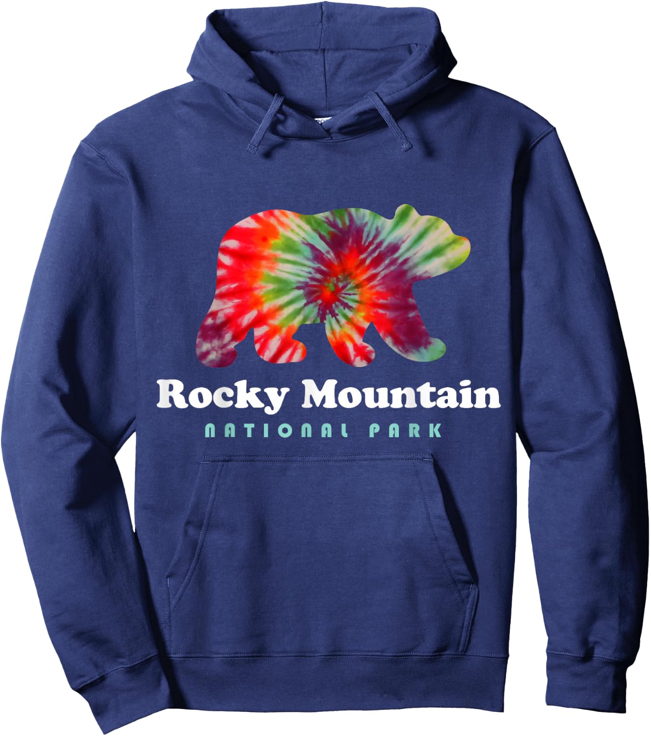 Rocky Mountain National Park Tie Dye Bear Rocky Mountains Hoodie - Hoodie | Navy