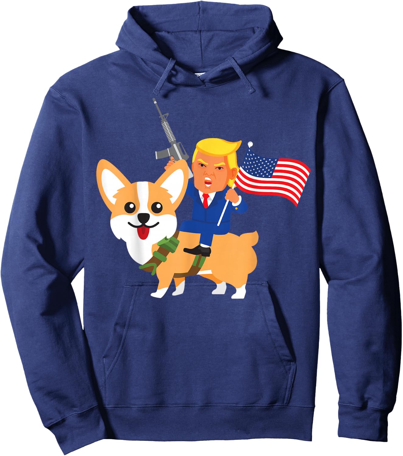 Trump Corgi Gun Merica 2020 Election Donald Dog Mom Gift Women Hoodie - Hoodie | Navy