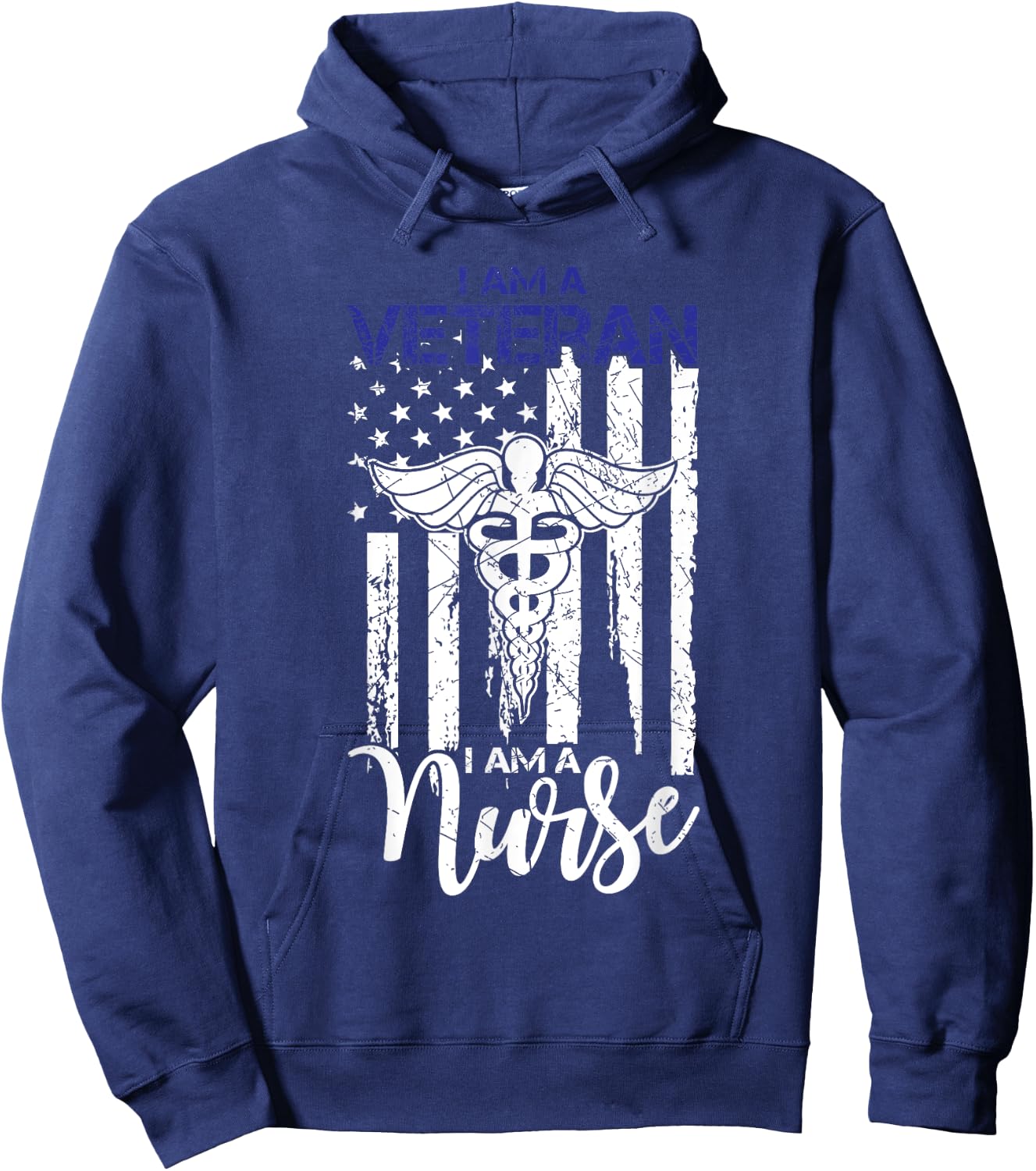 I Am A Veteran I Am A Nurse Vintage American Flag Gift Men Hoodie - Hoodie | Navy