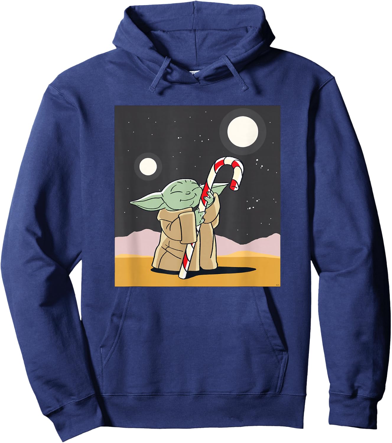 Star Wars The Mandalorian Grogu Christmas Holiday Candy Cane Hoodie - Hoodie | Navy