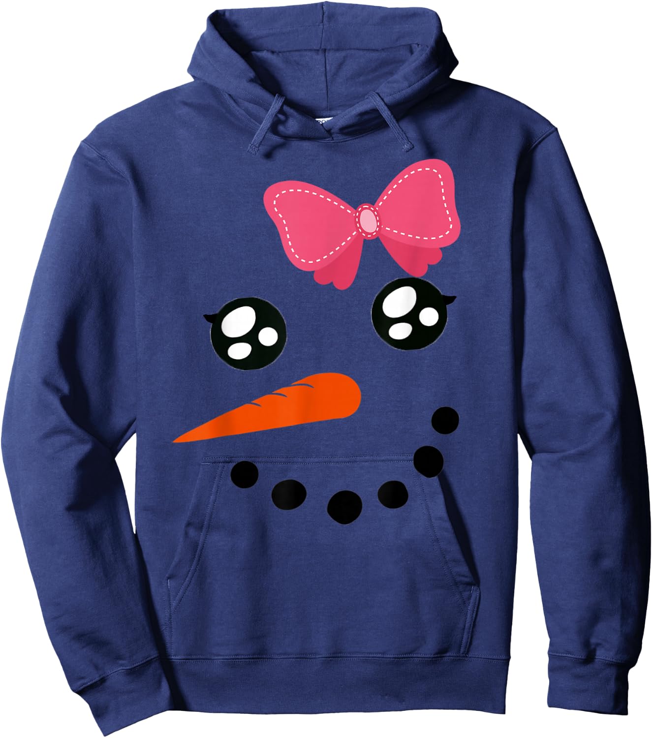 Snow Girl Shirt Snowman Face Carrot Nose Pink Bow Hoodie - Hoodie | Navy