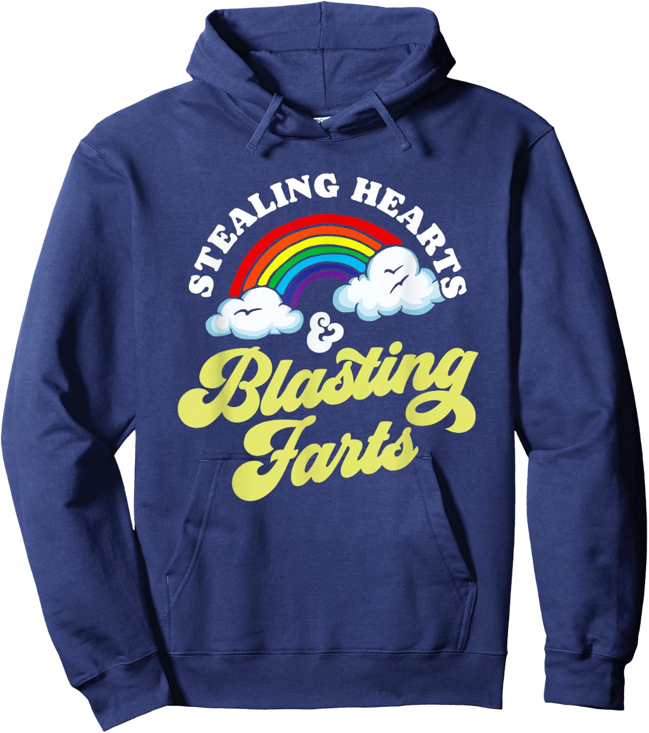 Stealing Hearts & Blasting Farts Funny Rainbow Valentines Hoodie - Hoodie | Navy
