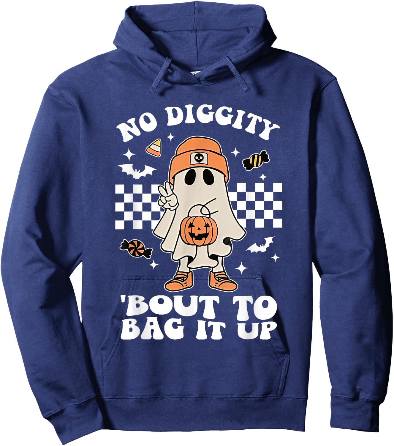 No Diggity Bout To Bag It Up Halloween Spooky Ghost Costume Hoodie - Hoodie | Navy