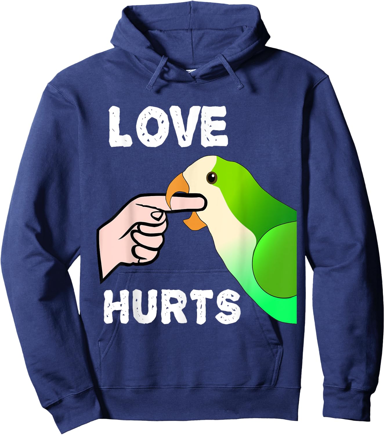 Love Does Hurt Quaker Parrot Monk Parakeet Bite Fingers Hoodie - Hoodie | Navy