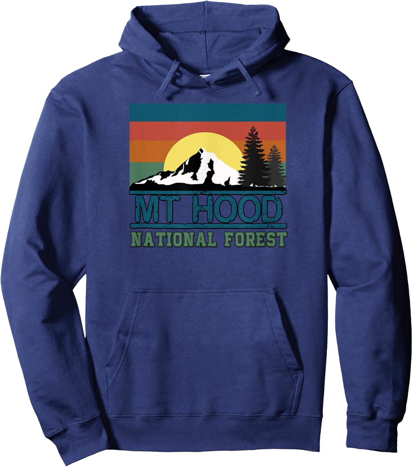 Mt Hood Oregon National Forest Trees Retro Women Kid Hoodie - Hoodie | Navy