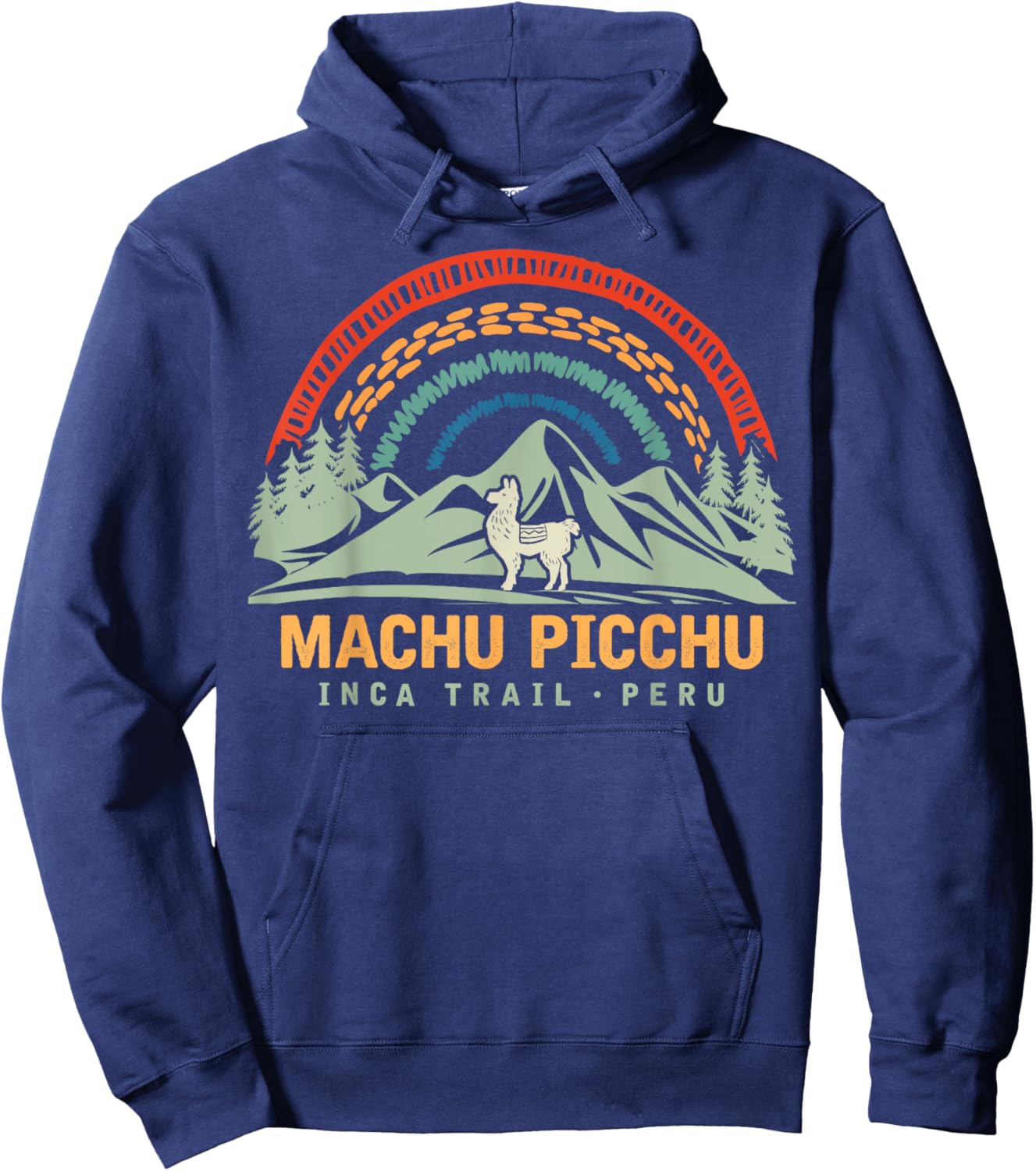 Machu Picchu Retro Llama - Cuzco Peru - Peru Inca Trail Hoodie - Hoodie | Navy