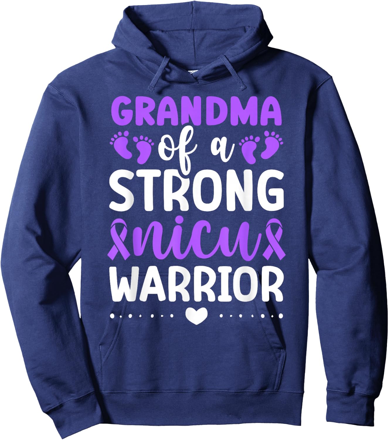 NICU Grandma Of NICU Warrior Best Micro Preemie Baby Grandma Hoodie - Hoodie | Navy