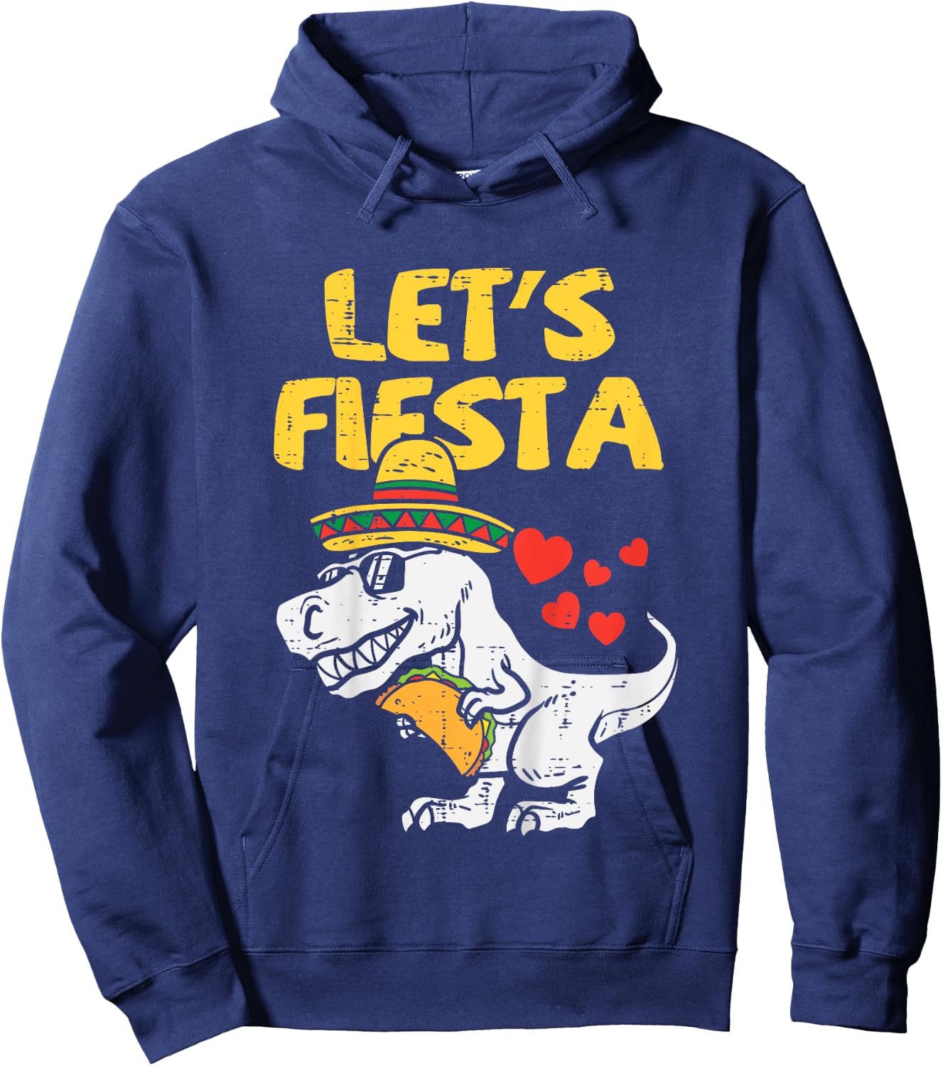 Kids Lets Fiesta Trex Taco Toddler Boys Cinco De Mayo Kids Dino Hoodie - Hoodie | Navy