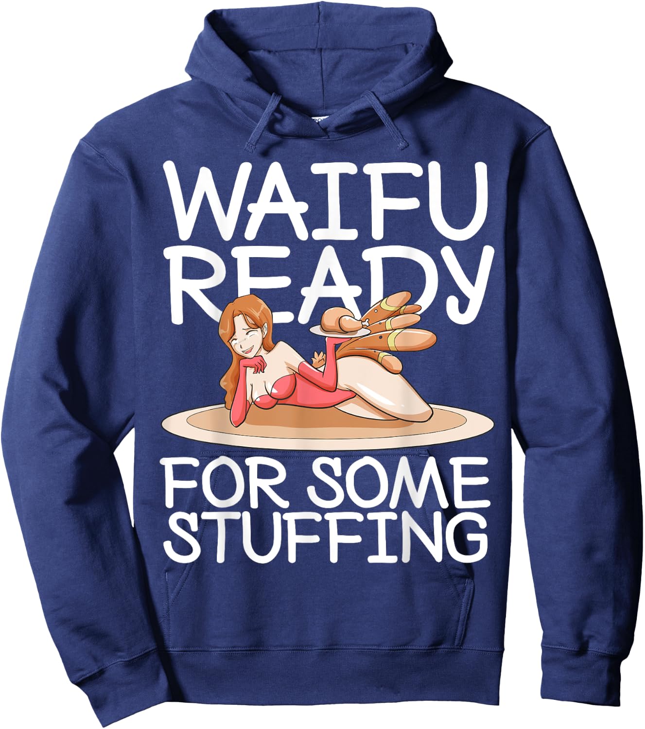 Otaku Ahegao Anime Thanksgiving Ecchi Hentai Lewd Sexy Waifu Hoodie - Hoodie | Navy