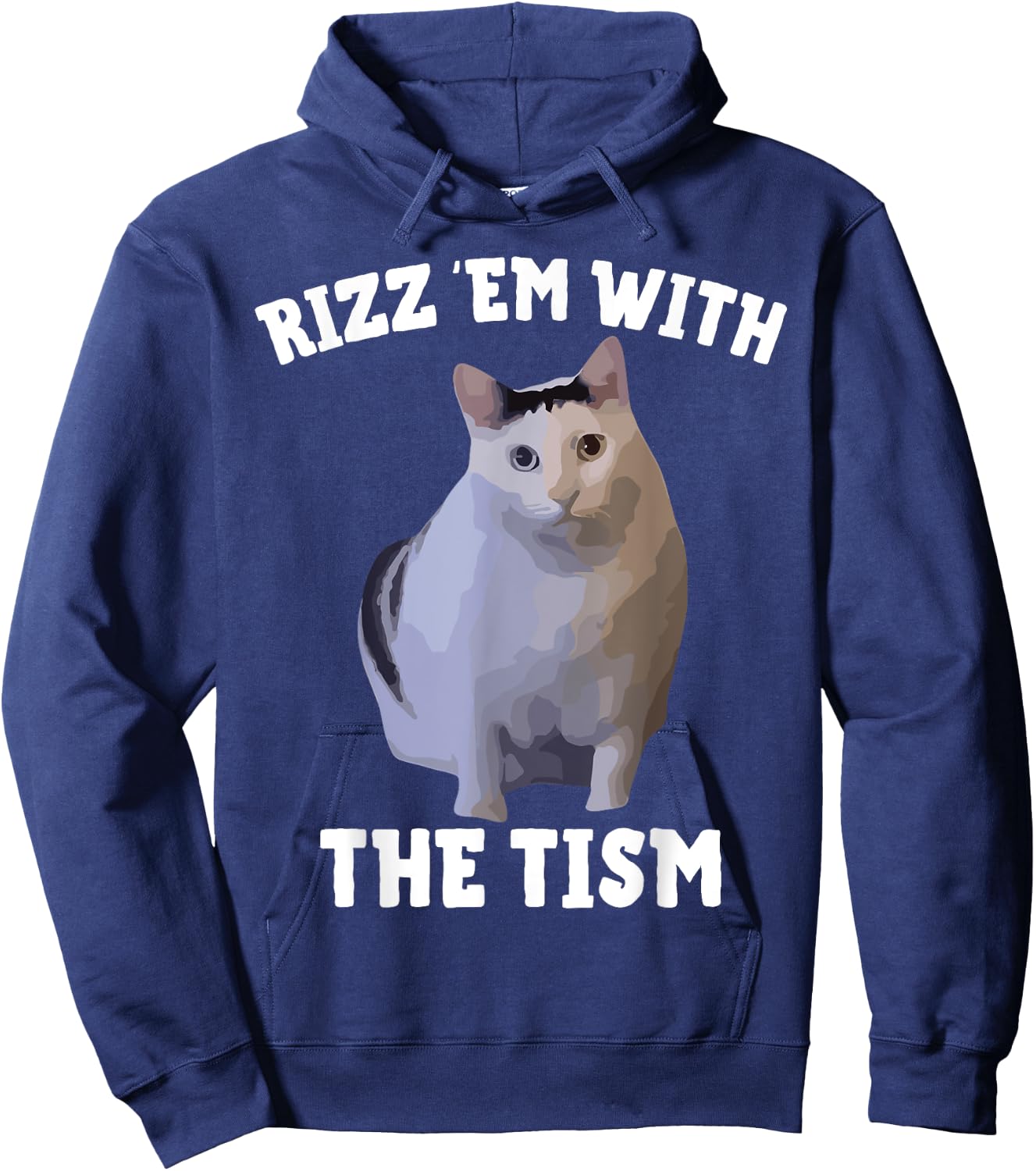Rizz Em With The Tism Rizzler Joke Meme Rizzling Hun Cat Pun Men Women Girls Kids Hoodie - Hoodie | Navy