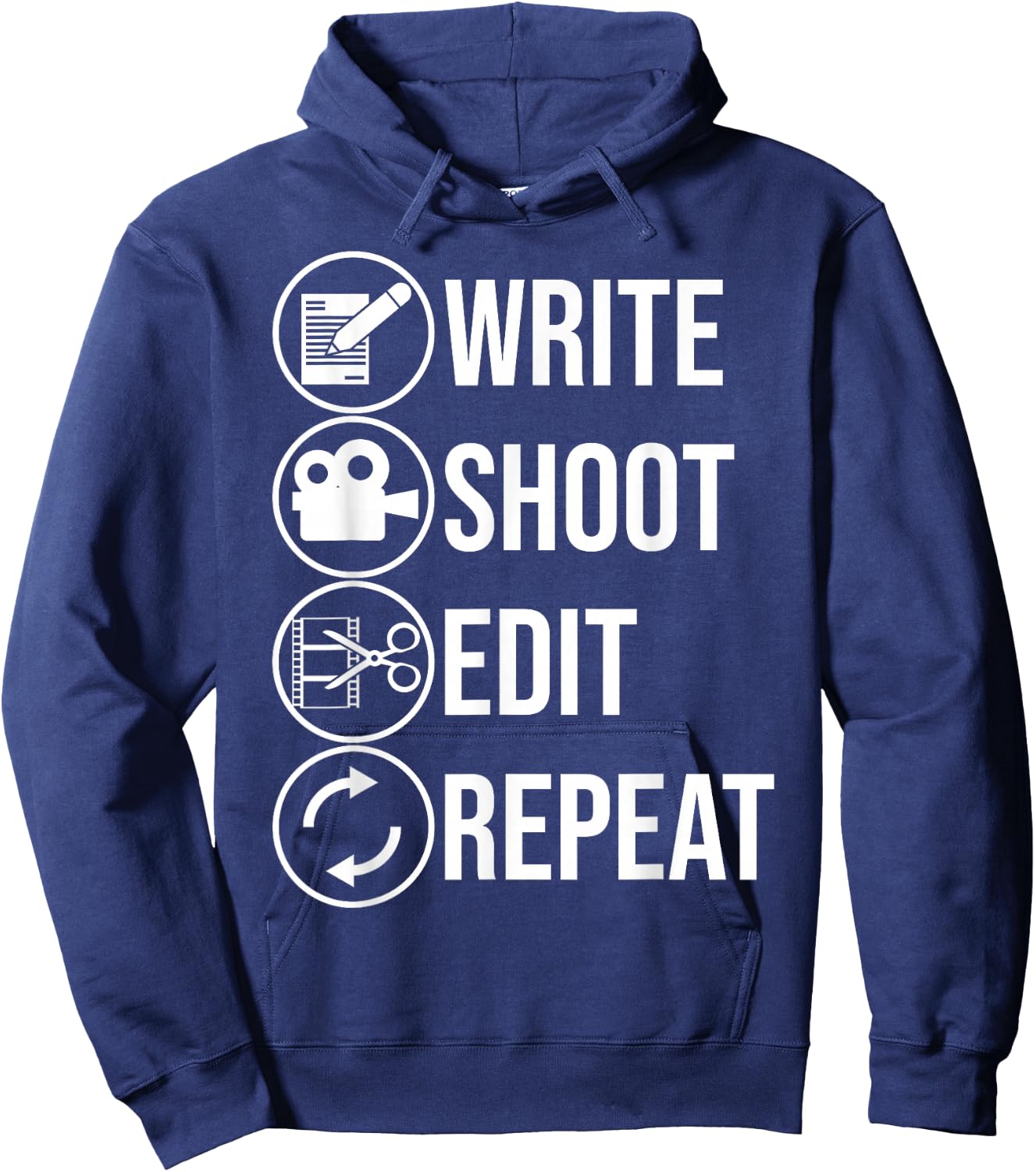 Funny Write Shoot Edit Repeat Gift Cute Filmmaker Men Women Hoodie - Hoodie | Navy