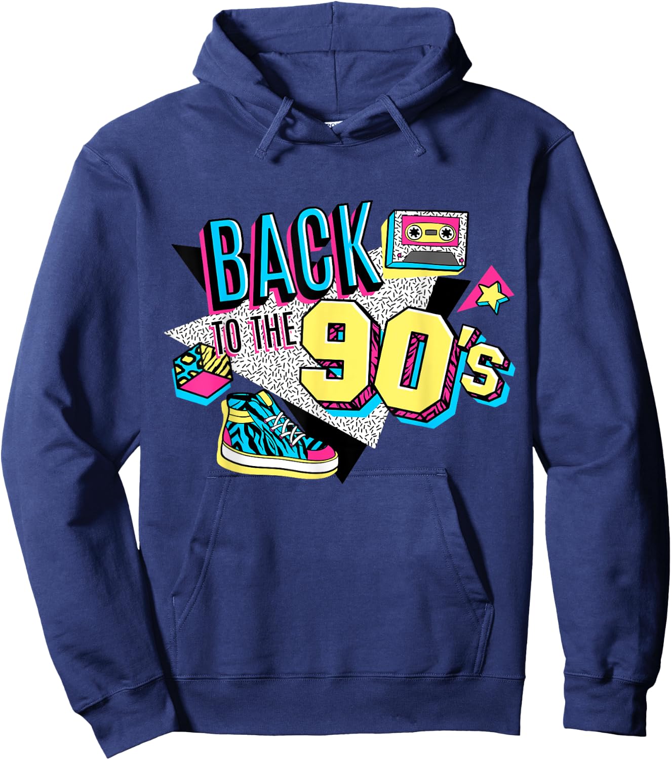Men's Women's Kids Vintage Retro Back To 90's Graphic Design Hoodie - Hoodie | Navy