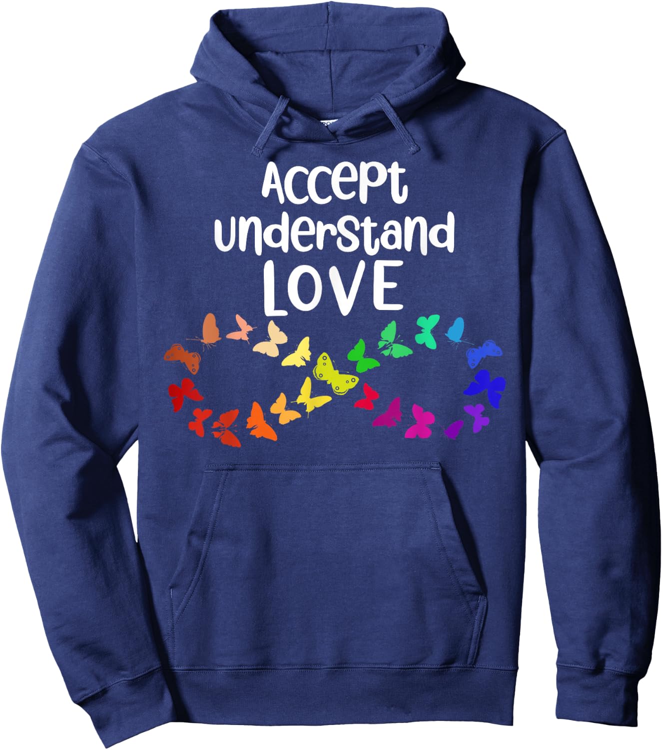 Accept Understand Love Neurodiversity Infinity Autism Small Hoodie - Hoodie | Navy
