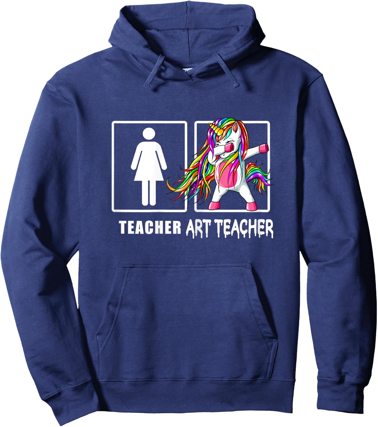Cute Art Teacher Magical Dabbing Unicorn Gift Funny Artist Women Hoodie - Hoodie | Navy