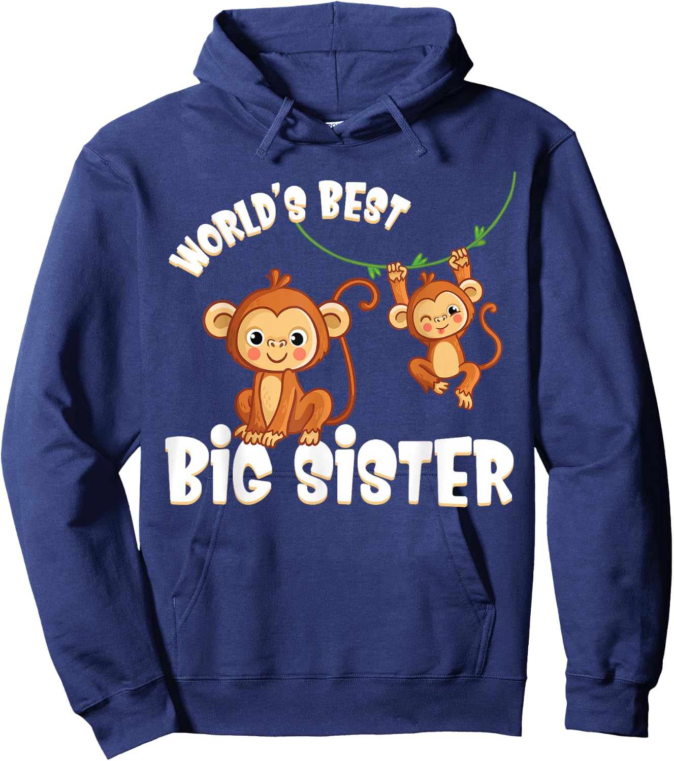 Swinging Monkeys World's Best Big Sister Baby Announcement Hoodie - Hoodie | Navy
