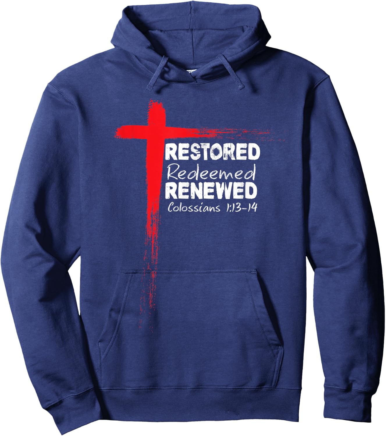 Christian Bible Verse Colossians 1:13-14 Cross Hoodie - Hoodie | Navy
