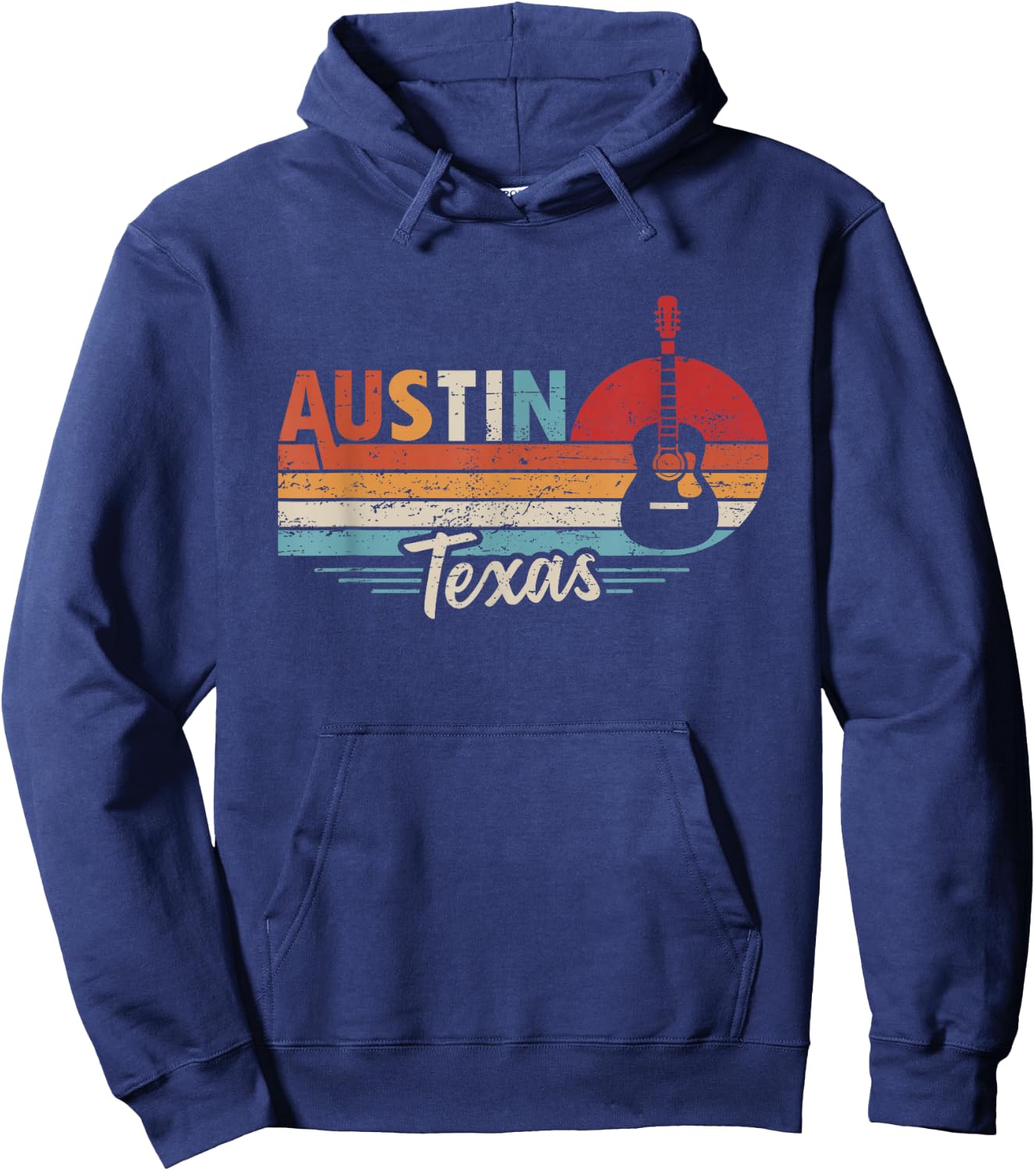 Retro Austin Texas Guitar Music Hoodie - Hoodie | Navy