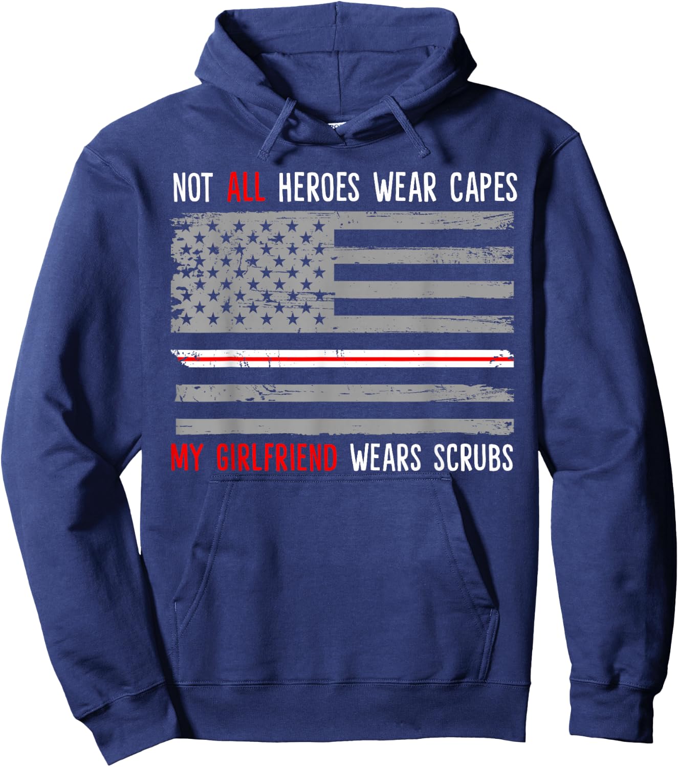 My Girlfriend Wears Scrubs Nurse Gift Boyfriend Hoodie - Hoodie | Navy
