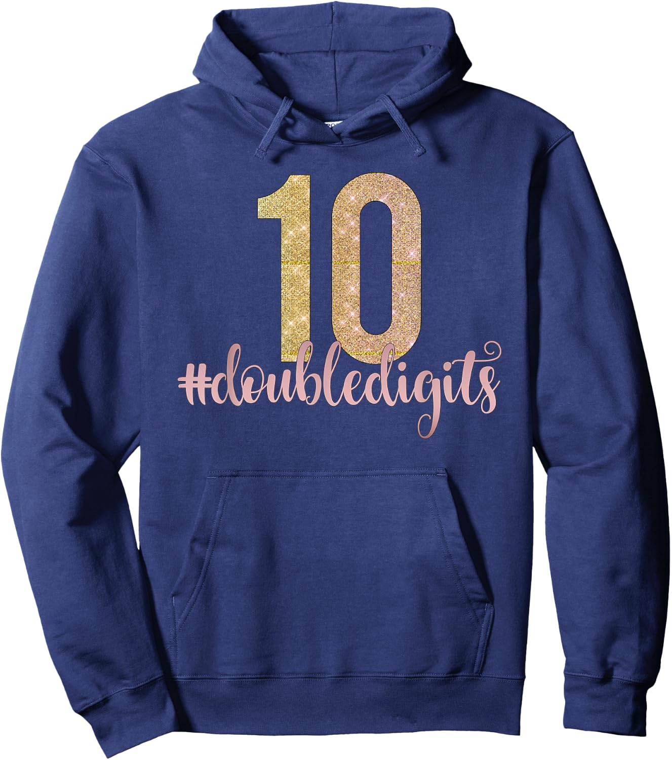 10th Birthday Gift Double Digits Girls Ten 10 Pink Glam Kids Hoodie - Hoodie | Navy