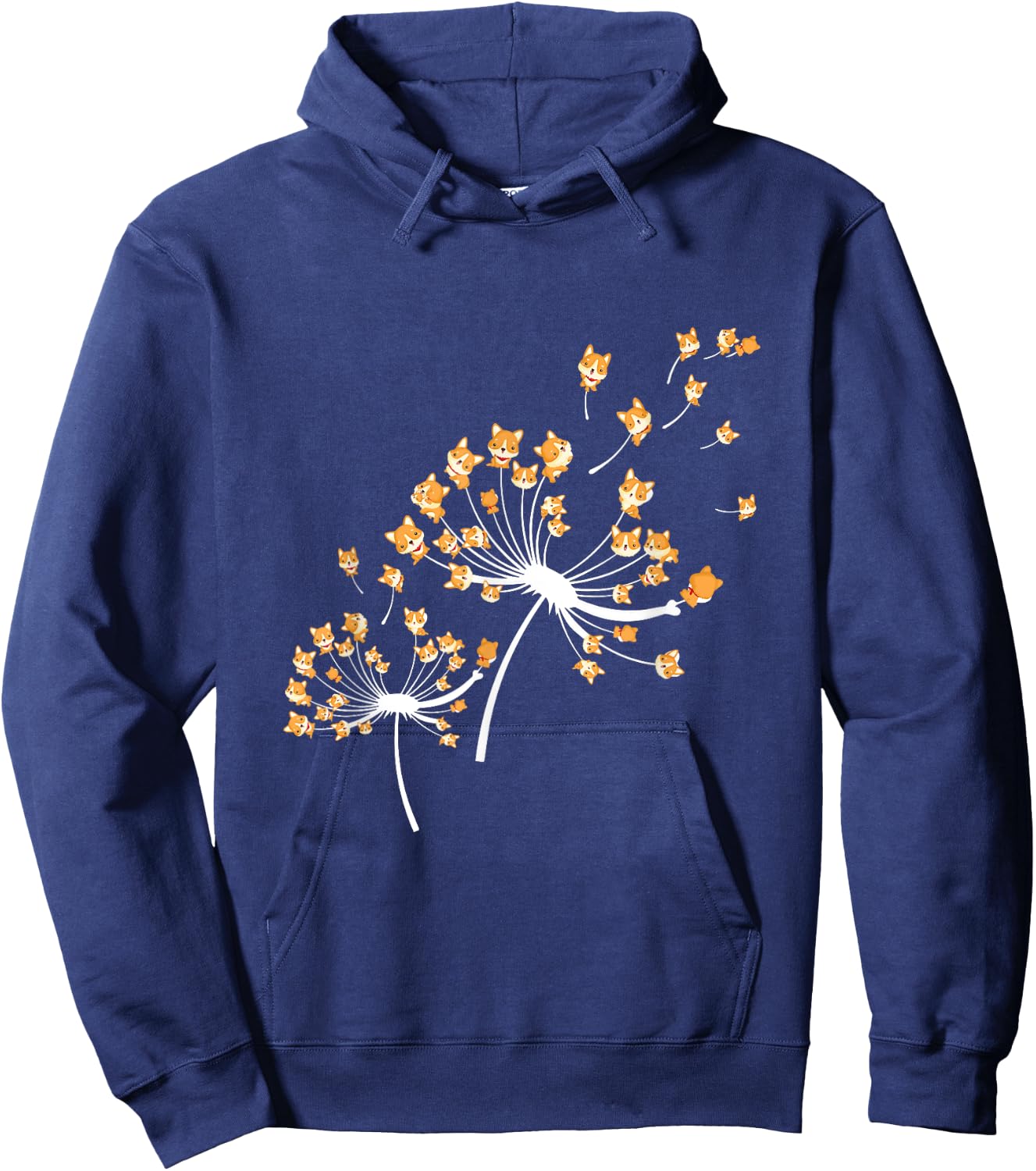 Corgi Flower Fly Dandelion Funny Dog Owner Lover Women Girls Kids Hoodie - Hoodie | Navy