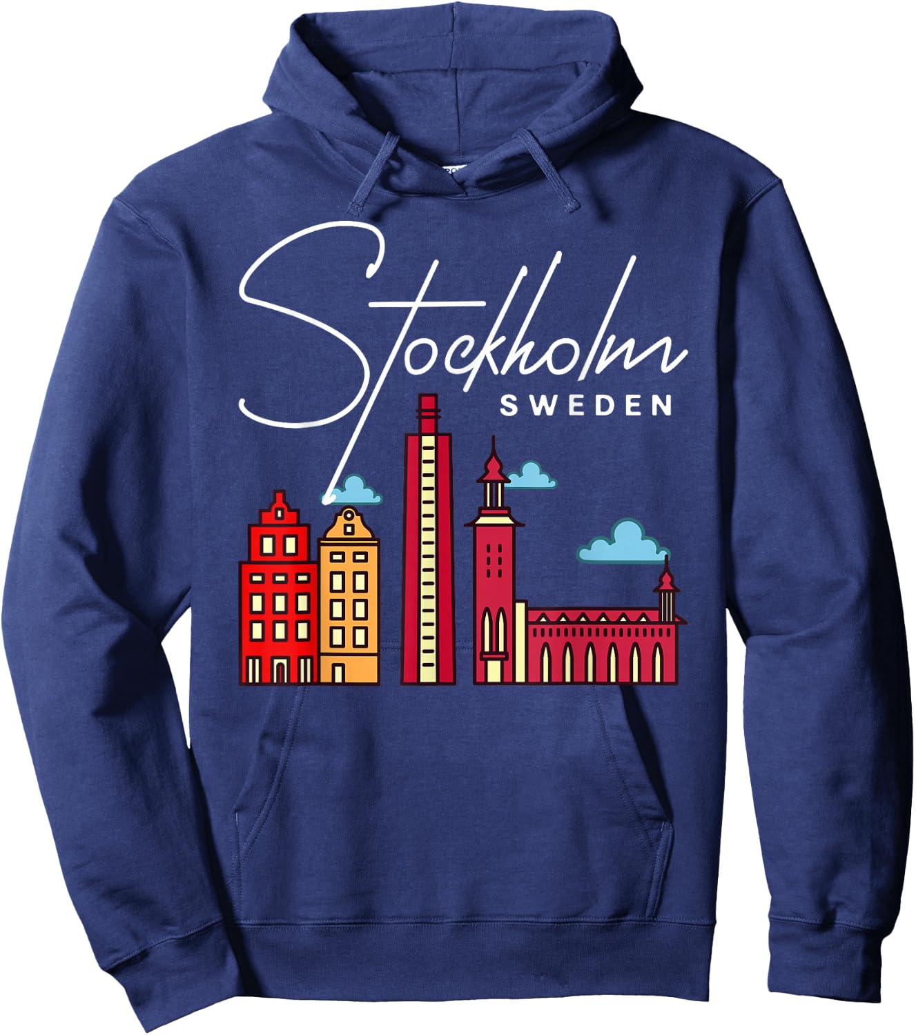 Stockholm Sweden City Skyline Map Travel Hoodie - Hoodie | Navy